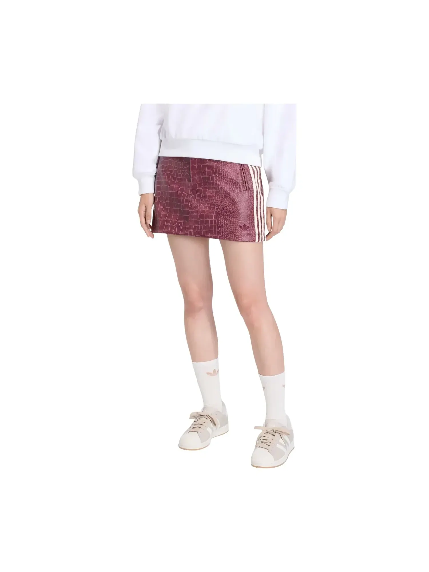 (WMNS) Мини-юбка Adidas из искусственной кожи, азиатский размер — изображение 2 из 3, красный