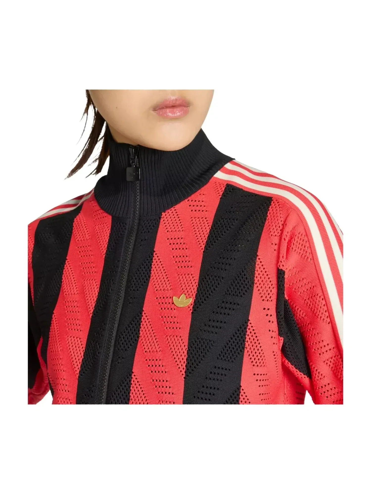 Спортивная куртка Adidas Originals Firebird с ажурной вязкой — изображение 3 из 4, красный