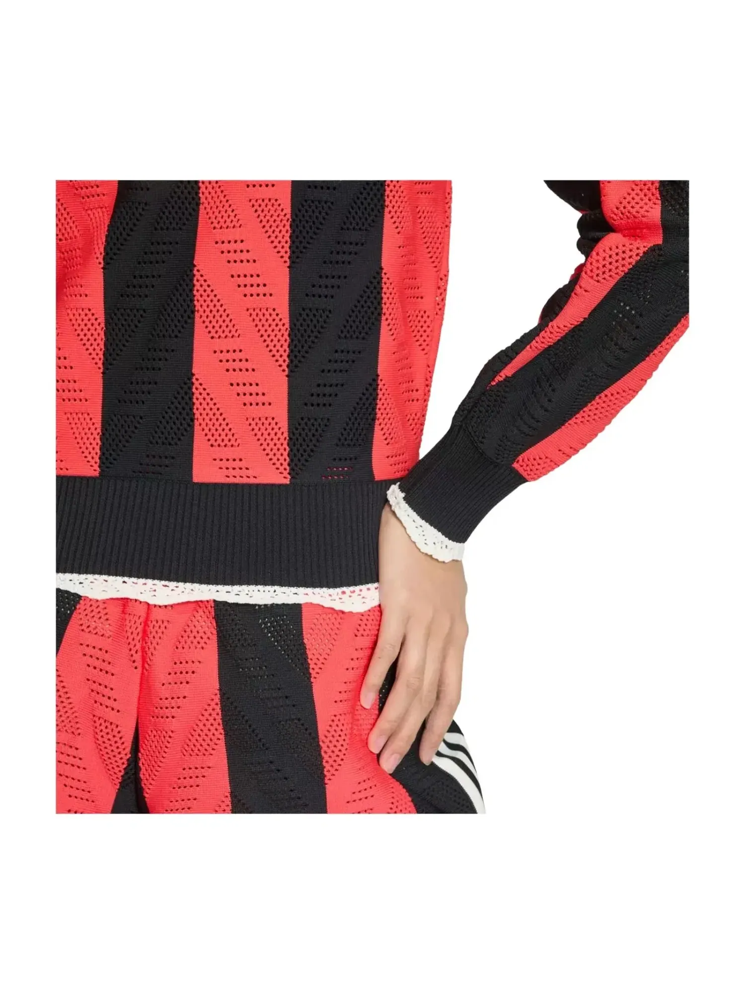 Спортивная куртка Adidas Originals Firebird с ажурной вязкой — изображение 4 из 4, красный