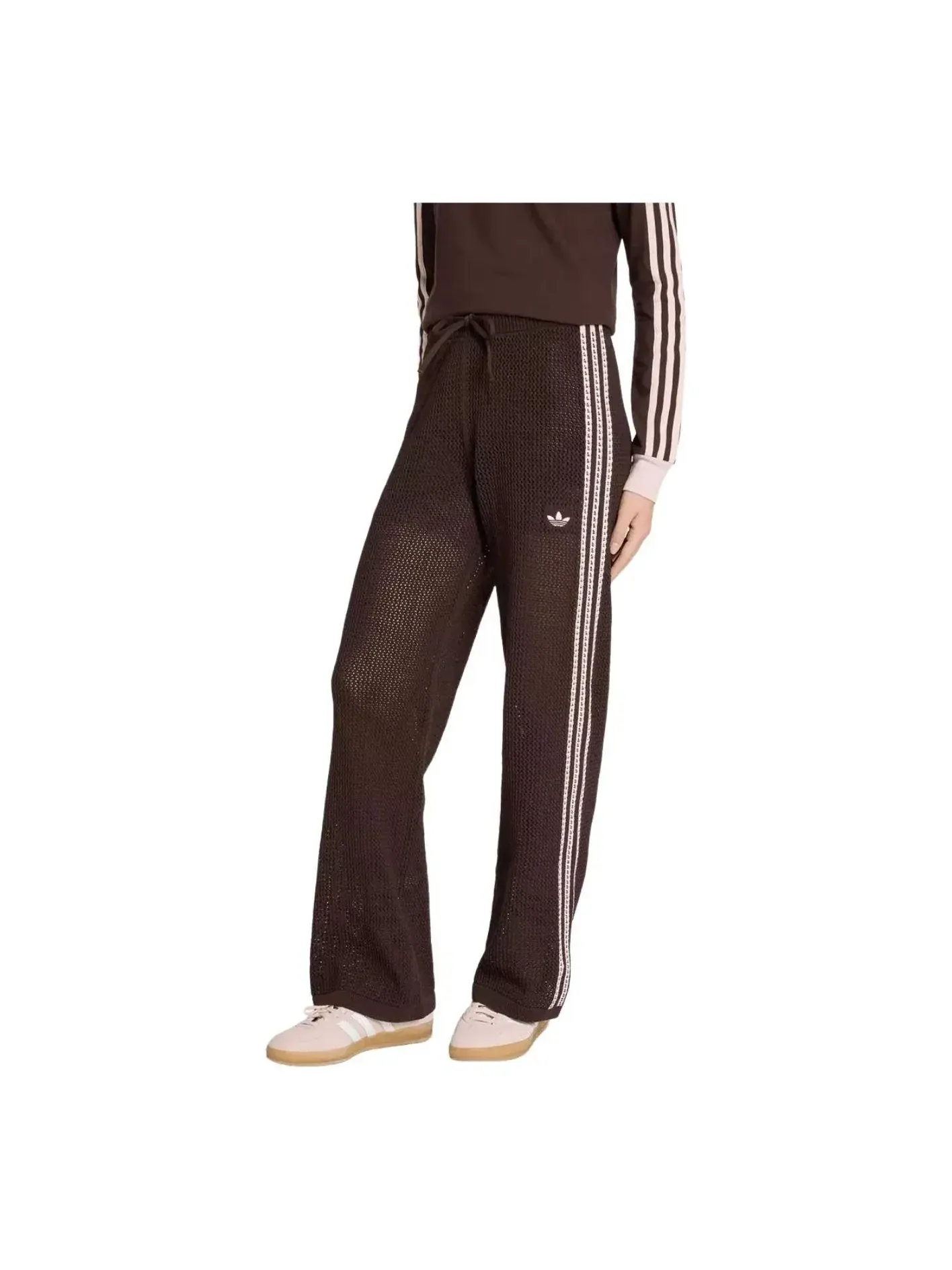 Вязаные спортивные брюки Adidas Originals Firebird — изображение 1 из 4, коричневый