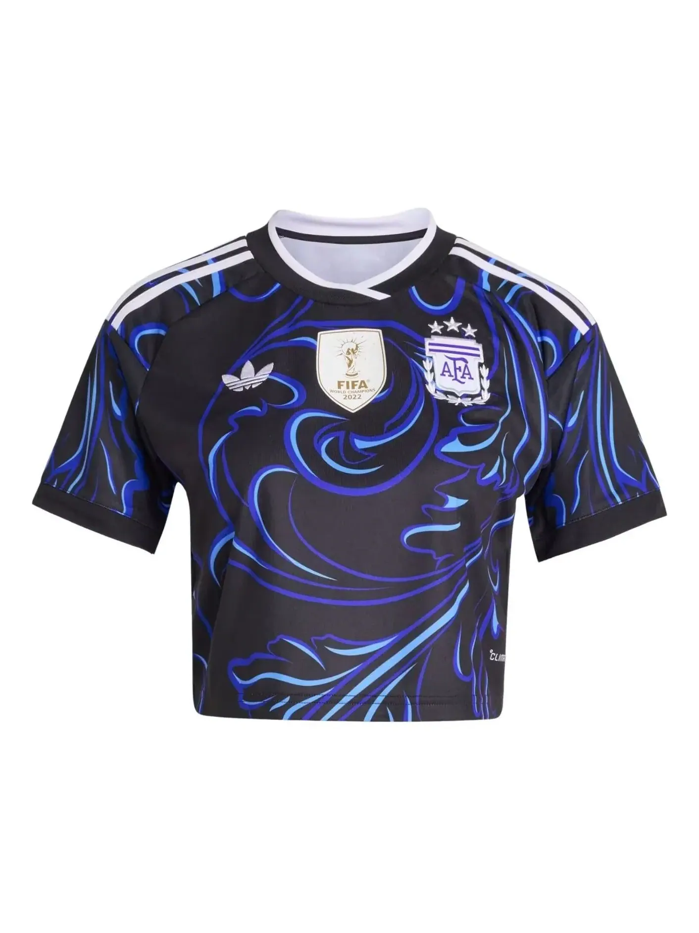 Футболка (WMNS) Adidas Argentina 26 Away Cropped Jersey 'Black Lucid Blue Blue Burst' — изображение 1 из 2, черный