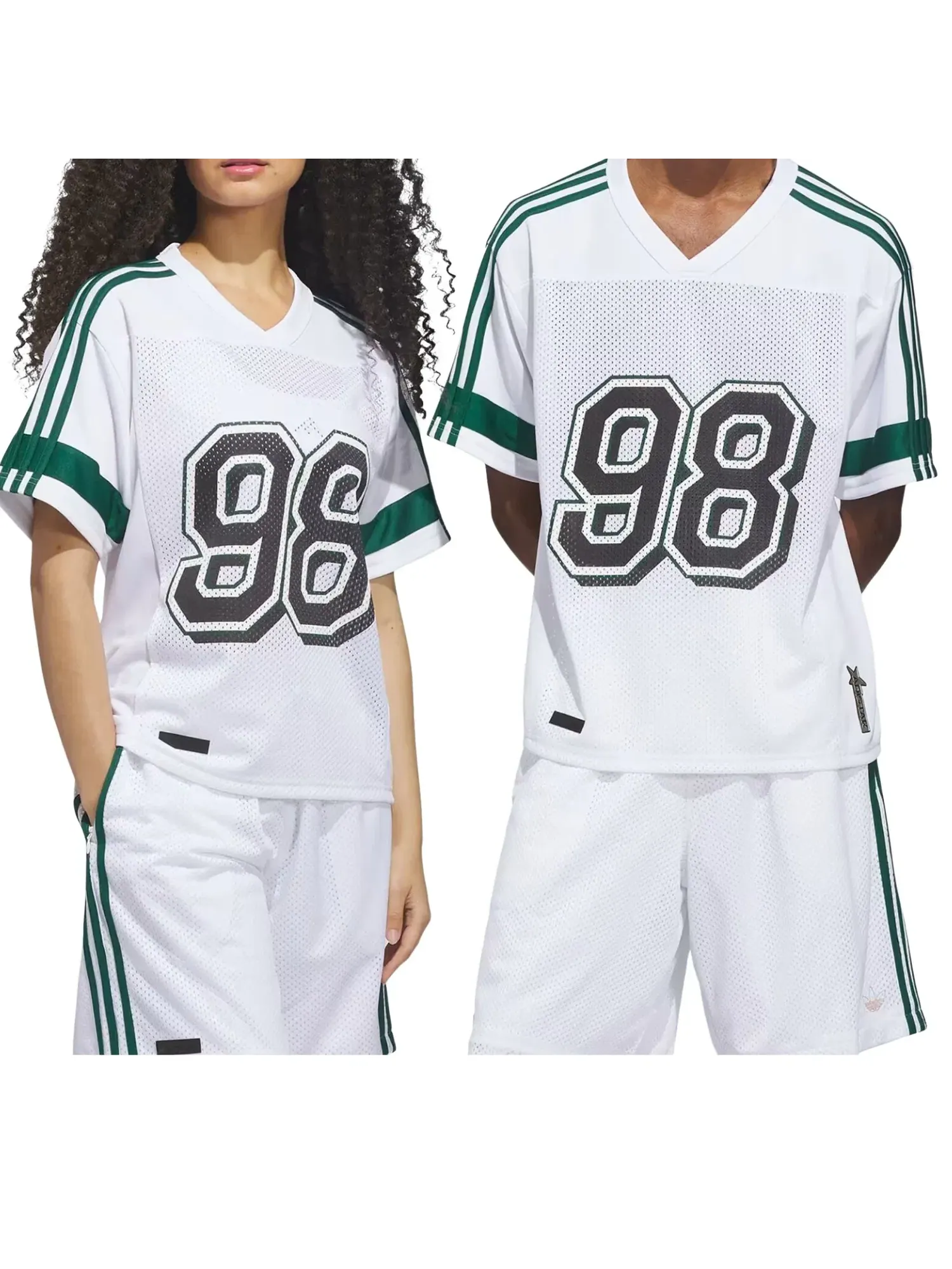 Мужская футболка с принтом Tyshawn White Matte Gold Collegiate Green Adidas — изображение 3 из 4, белый