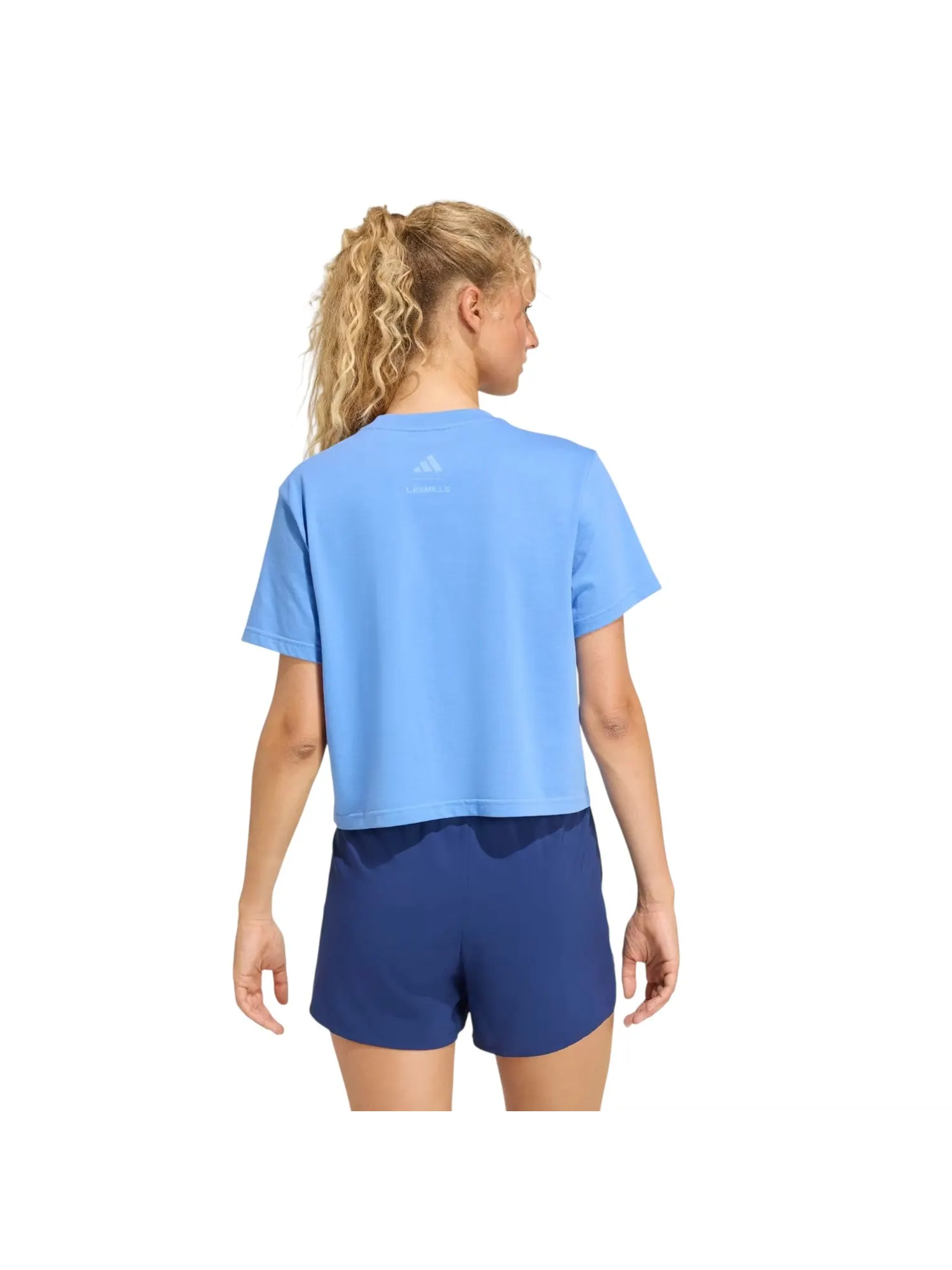 Футболка (WMNS) adidas x Les Mills Movers Graphic T-Shirt 'Blue Fusion' — изображение 3 из 5, синий