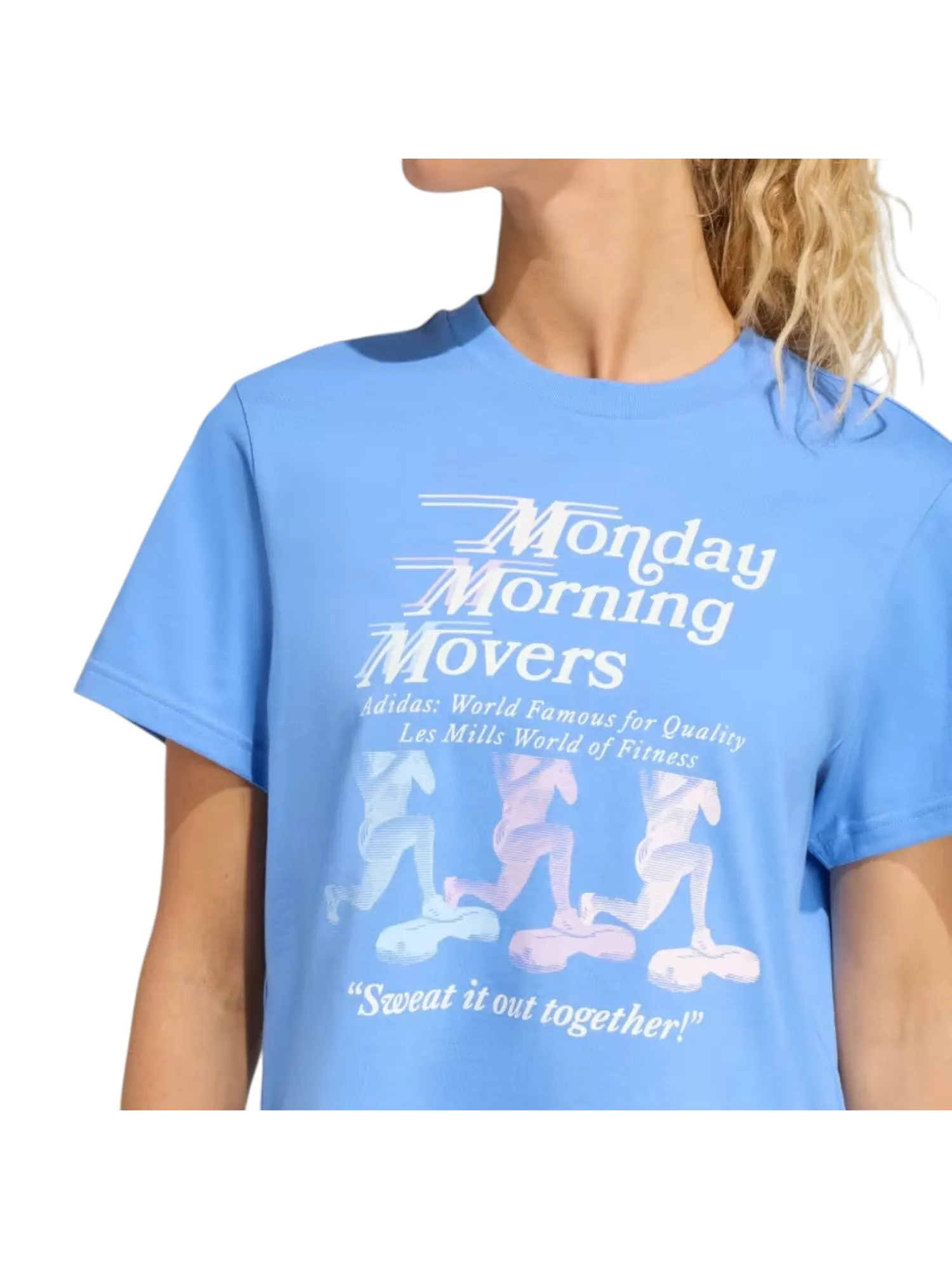 Футболка (WMNS) adidas x Les Mills Movers Graphic T-Shirt 'Blue Fusion' — изображение 4 из 5, синий