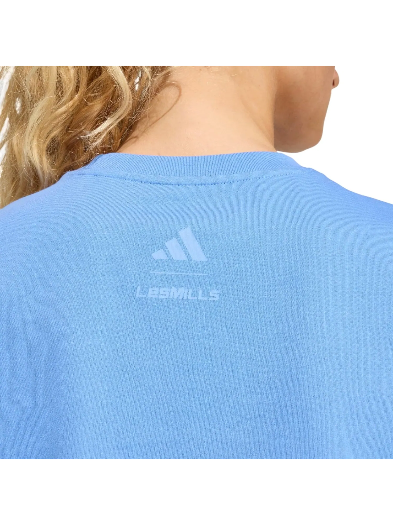 Футболка (WMNS) adidas x Les Mills Movers Graphic T-Shirt 'Blue Fusion' — изображение 5 из 5, синий