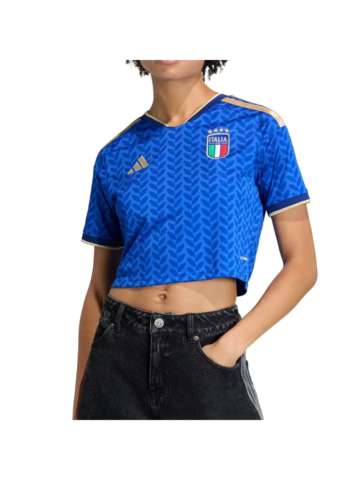 (WMNS) Укороченная домашняя футболка Adidas сборной Италии, размер 26 — изображение 3 из 4, синий