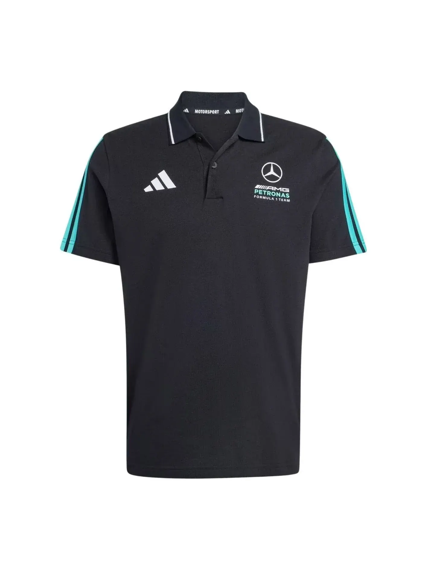 Поло-шорты Adidas Mercedes-AMG F1 Team DNA 'Black Semi Mint Rush' — изображение 1 из 3, черный