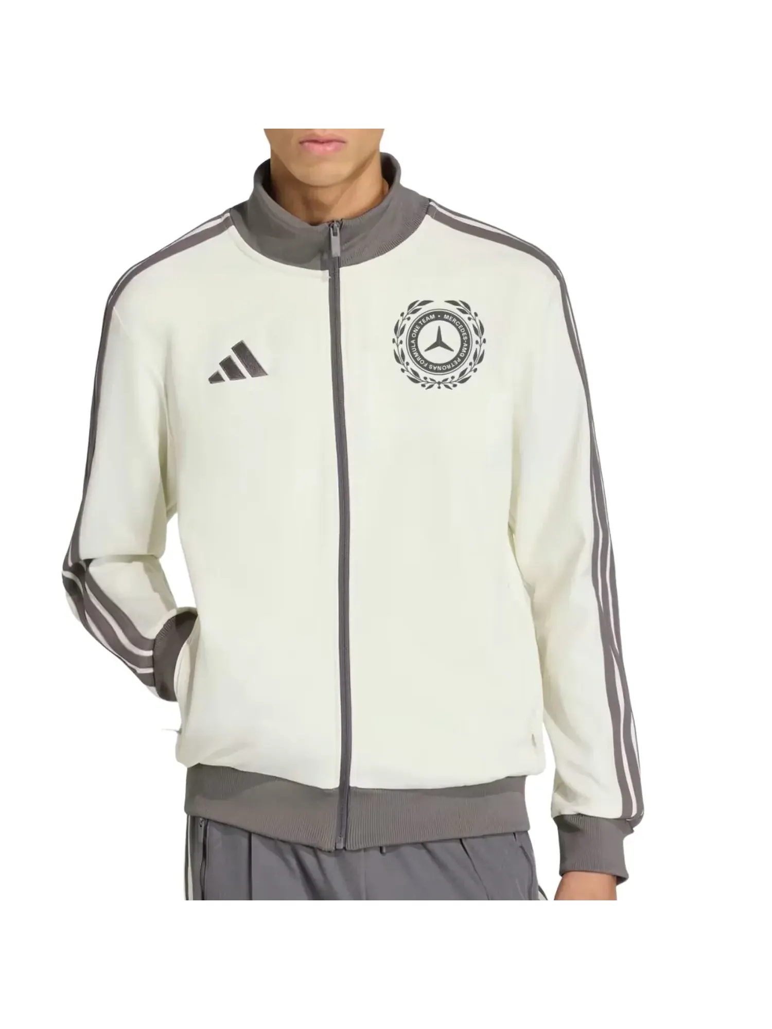 Спортивная куртка Adidas Mercedes-AMG F1 Team Silver Arrows 'Off White Granite' — изображение 2 из 3, бежевый