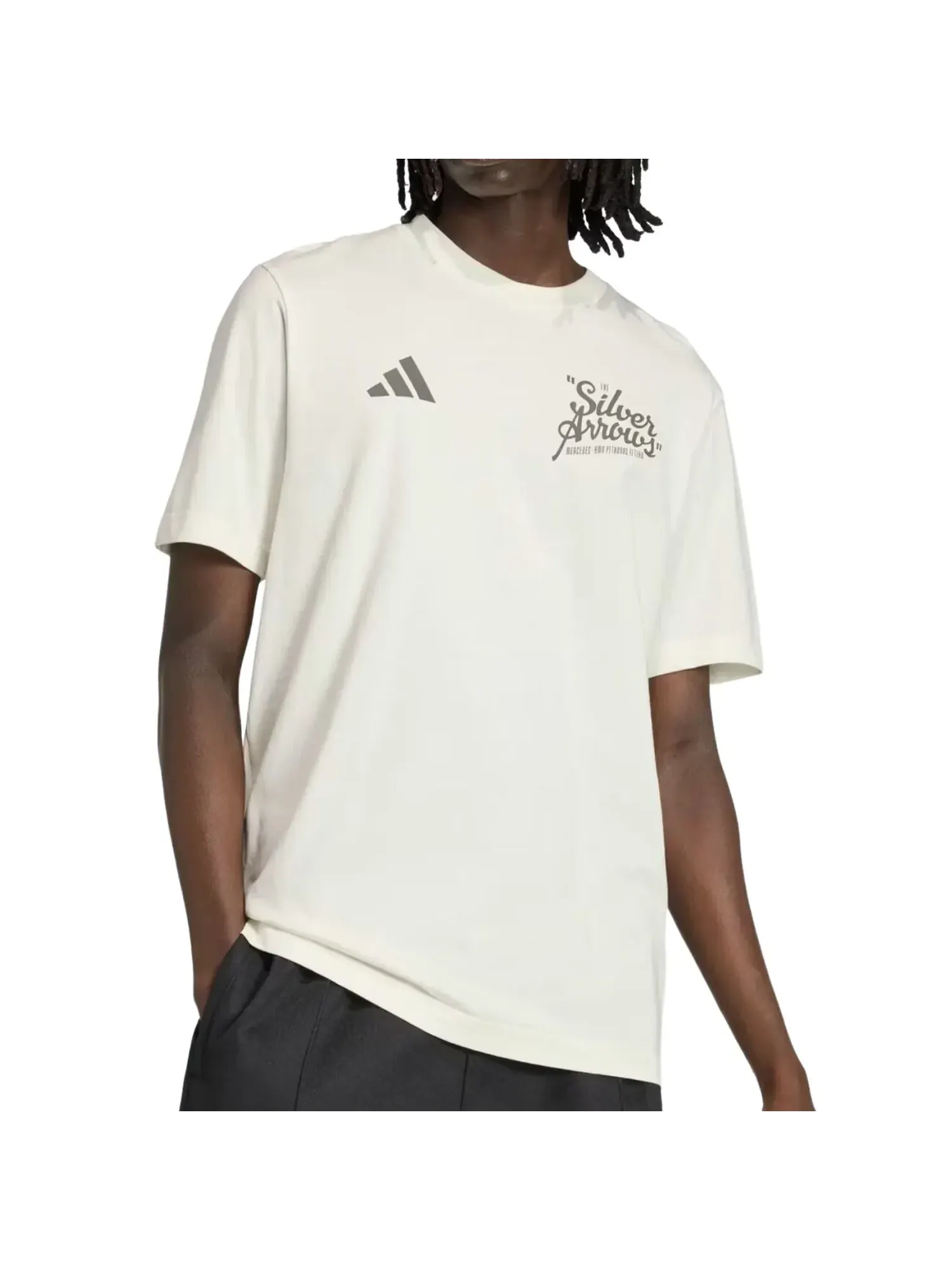 Футболка Adidas Mercedes-AMG F1 Team Silver Arrows 02 'Off White Granite' — изображение 2 из 3, бежевый