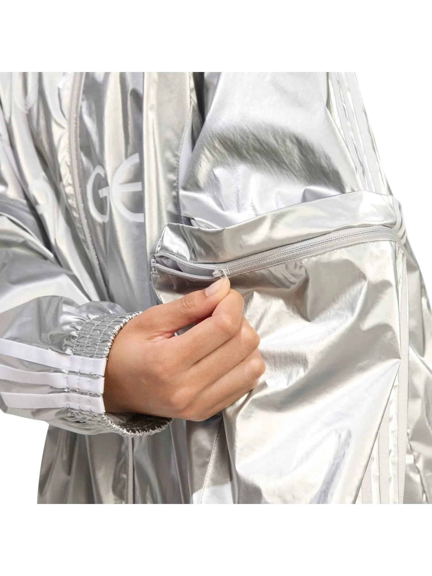 Топ (WMNS) adidas Adilenium Season 4 Team Geist Oversized Silver Track Top 'Silver Metallic' — изображение 4 из 5, серебряный
