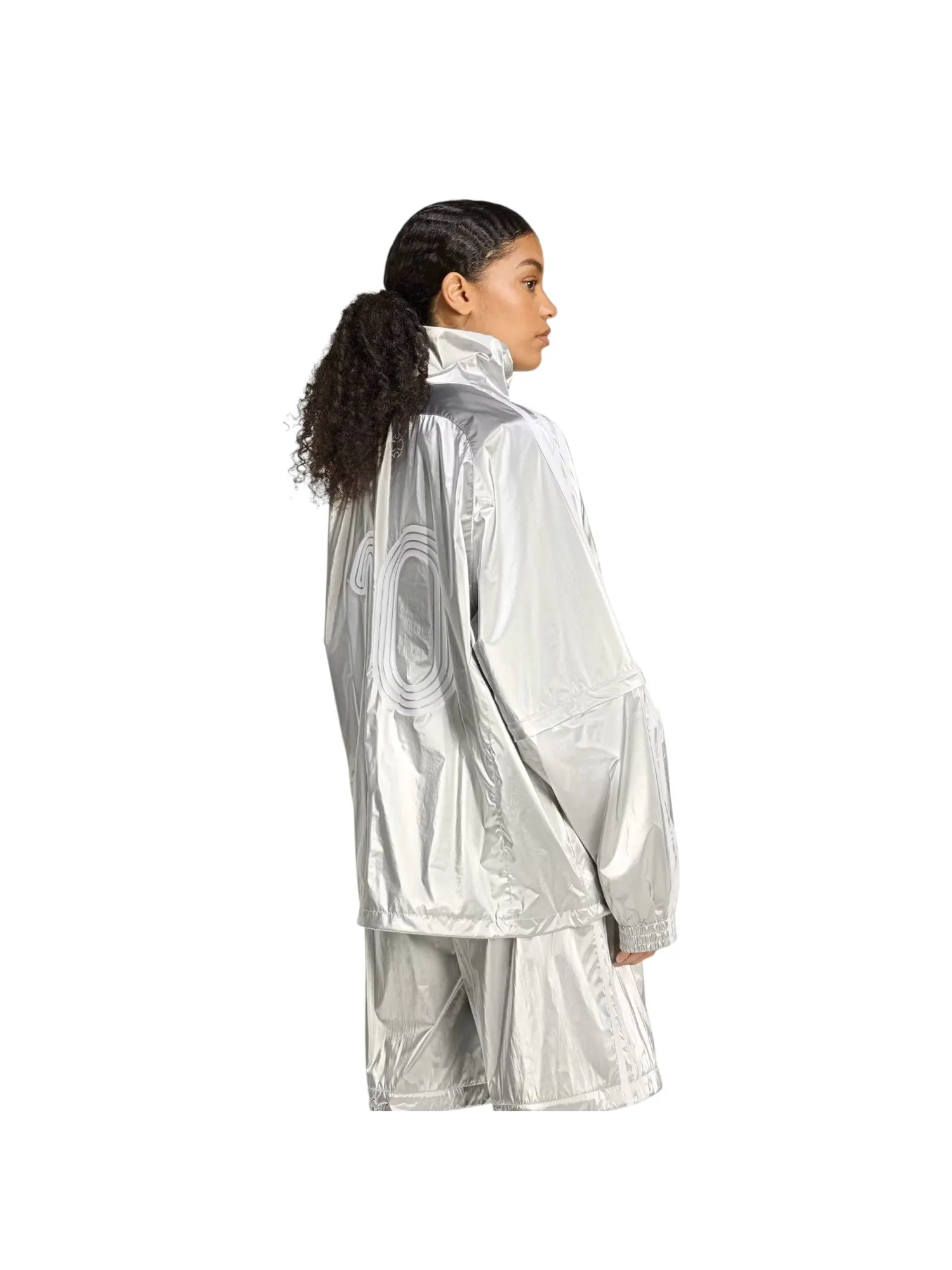Топ (WMNS) adidas Adilenium Season 4 Team Geist Oversized Silver Track Top 'Silver Metallic' — изображение 5 из 5, серебряный