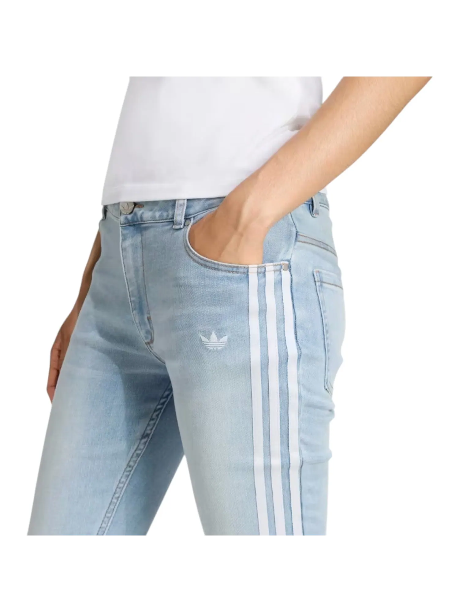 (WMNS) Джинсовые брюки Adidas Adirenium Season 4 Team Geist Slim LR 'Light Blue' — изображение 4 из 5, светлый синий