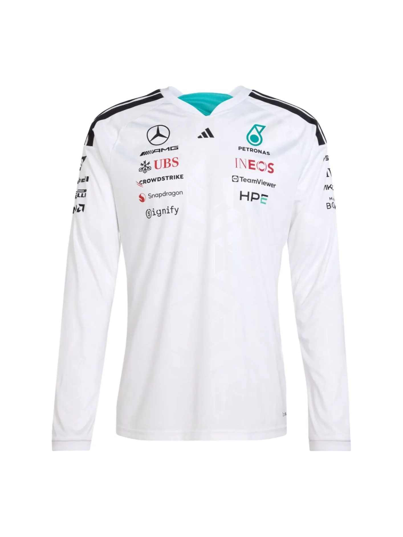 Футболка с длинными рукавами Adidas x Mercedes AMG Petronas Formula 1 для пилотов — изображение 1 из 3, белый