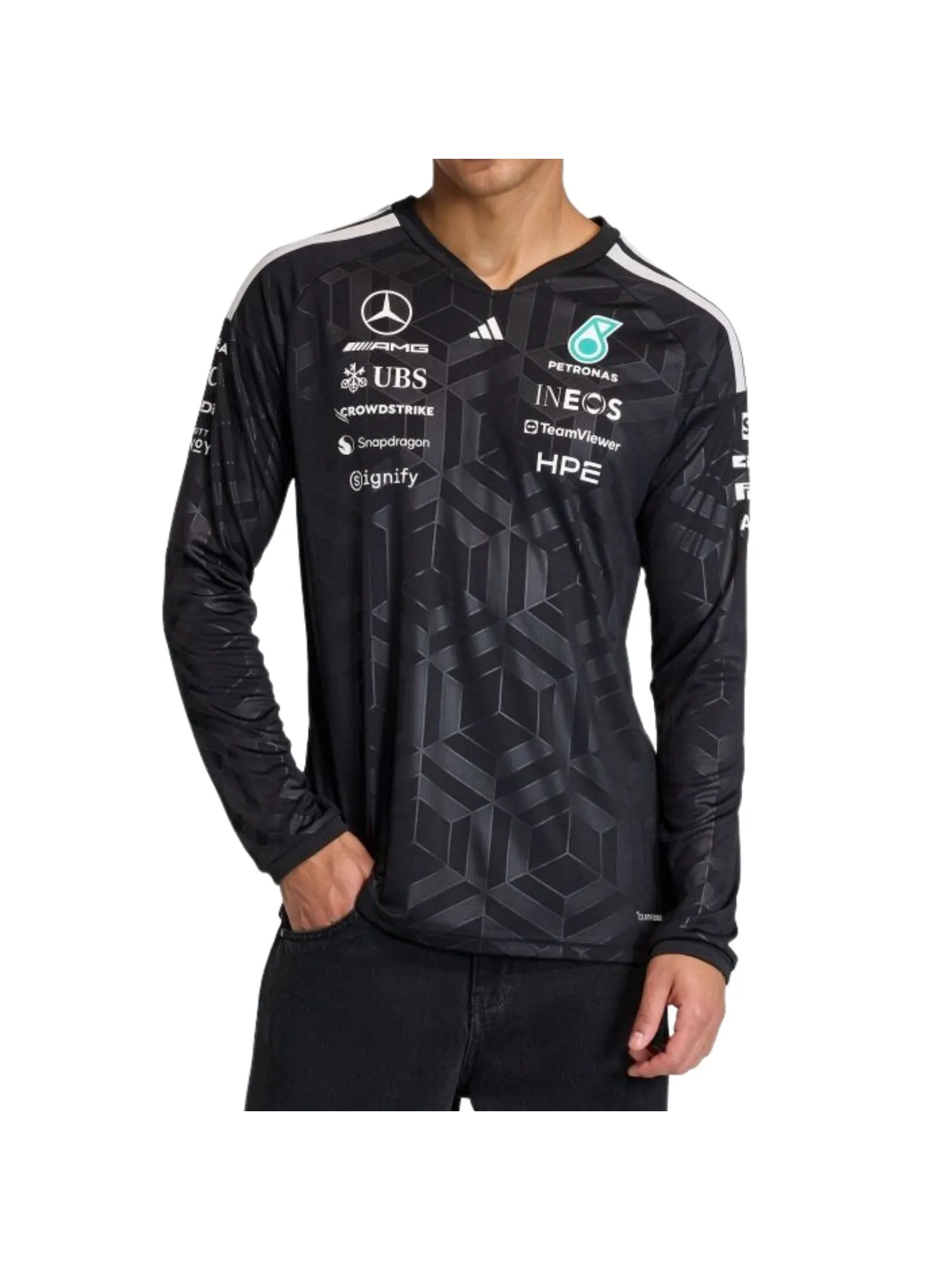 Футболка с длинными рукавами Adidas x Mercedes AMG Petronas Formula 1 для пилотов — изображение 2 из 3, черный