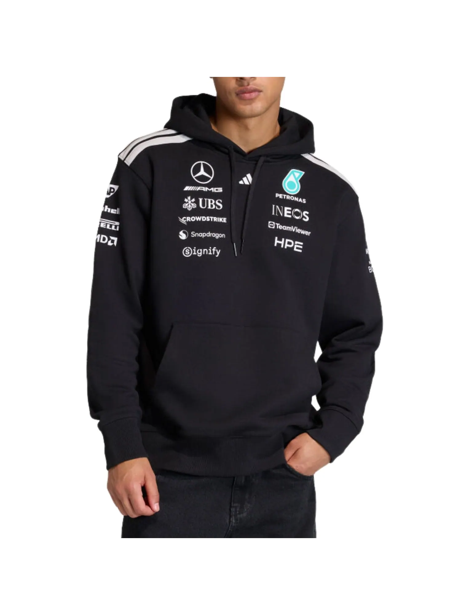 Толстовка Adidas x Mercedes AMG Petronas Formula 1 Team Driver Hood — изображение 2 из 3, черный