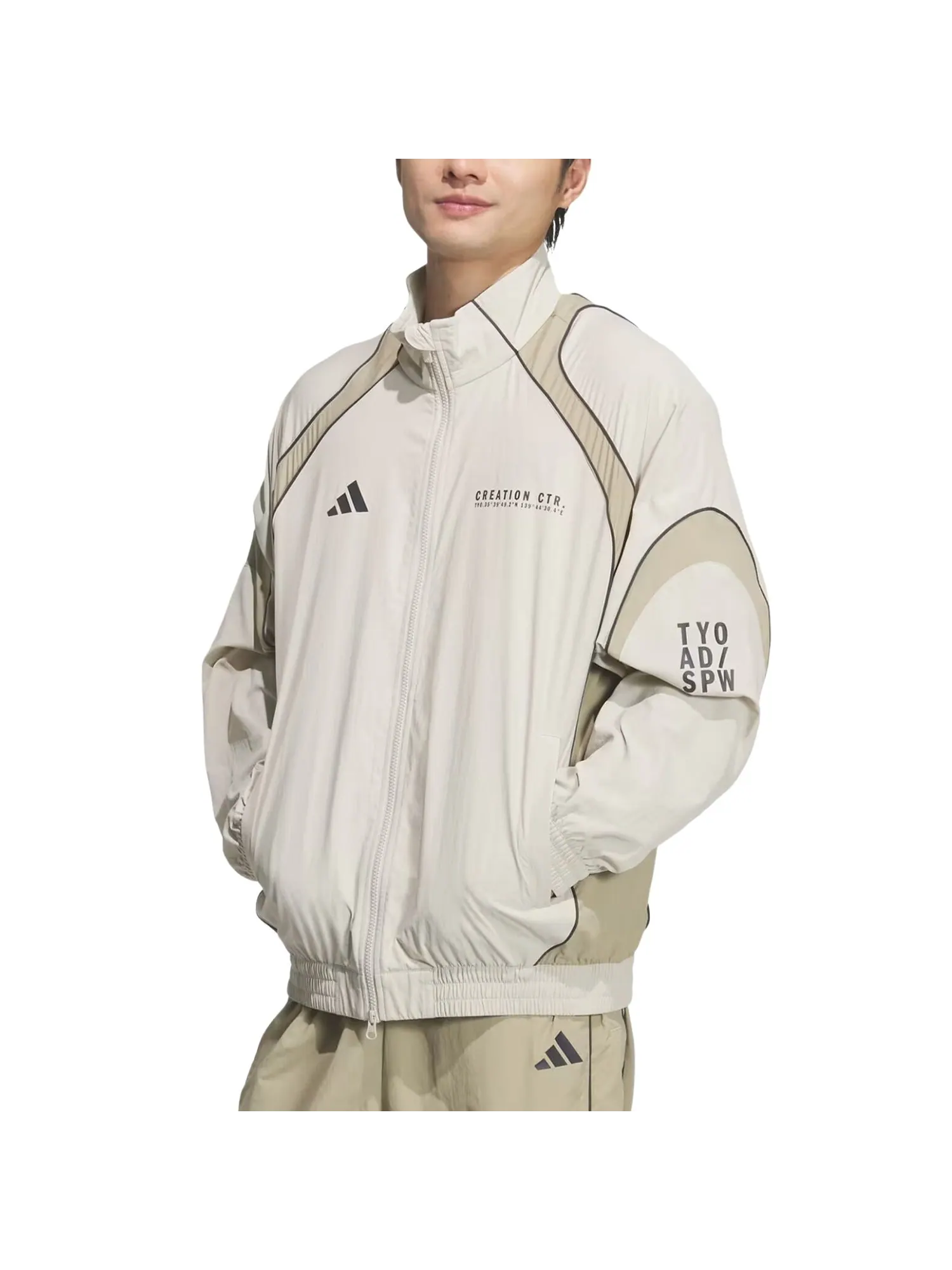 Куртка Adidas BL Wov Jacket 'Beige Wonder Cargo' — изображение 2 из 3, бежевый