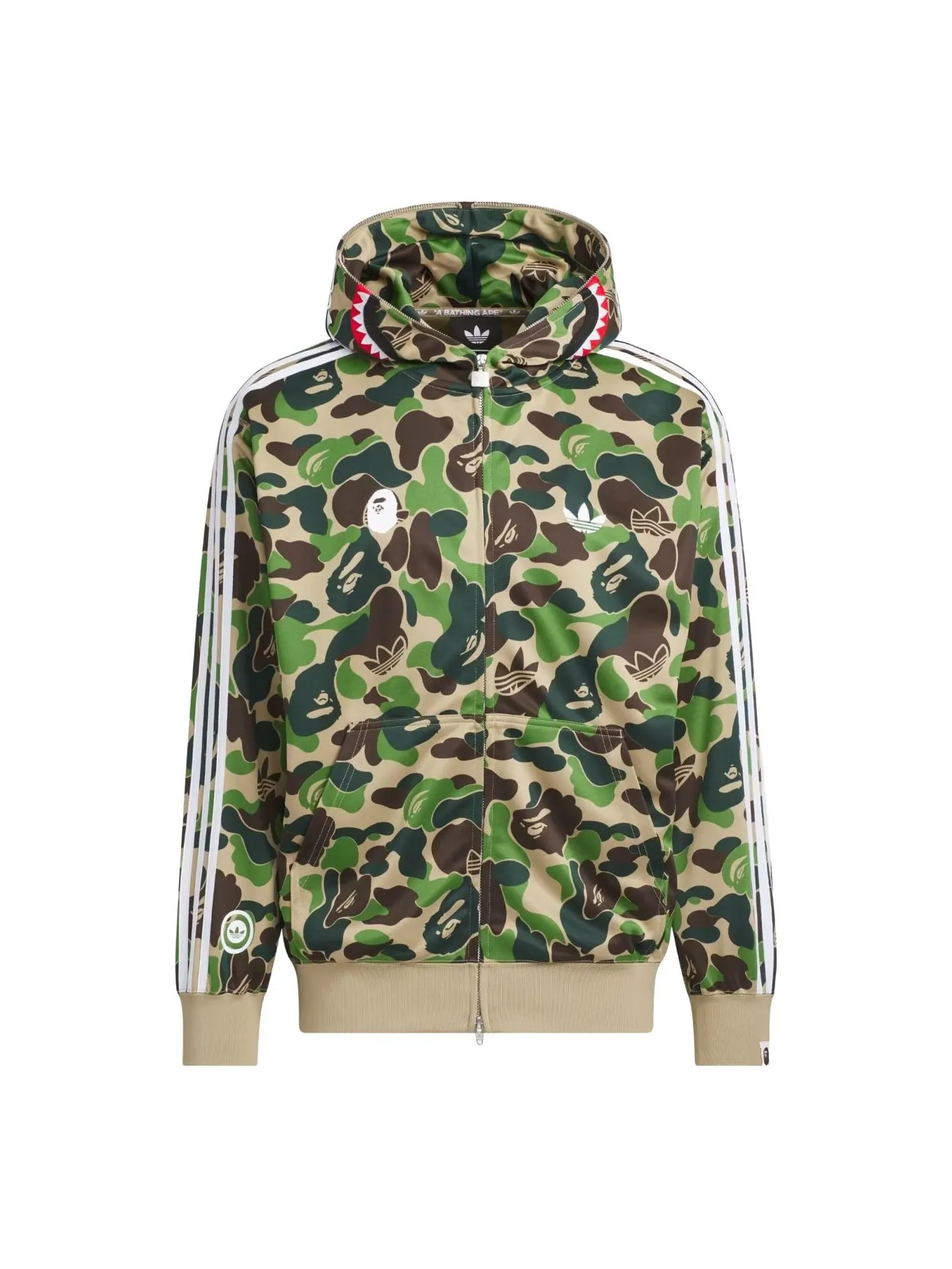 Куртка-худи Adidas x Bape Shark Track, азиатский размер — изображение 1 из 2, зеленый