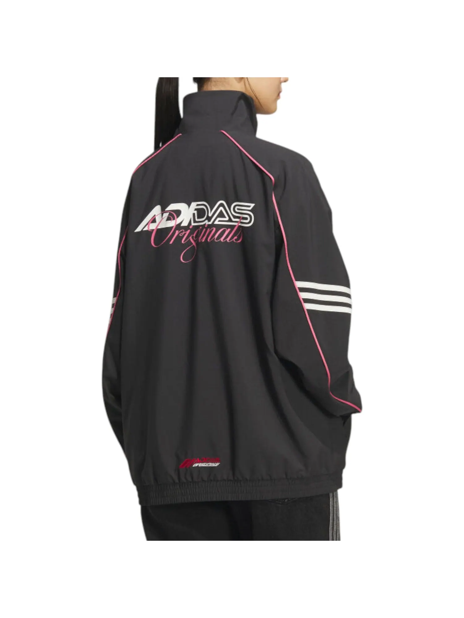 Куртка adidas Moto Sports Oversize Jacket Asia Sizing 'Black Pink' — изображение 3 из 3, черный