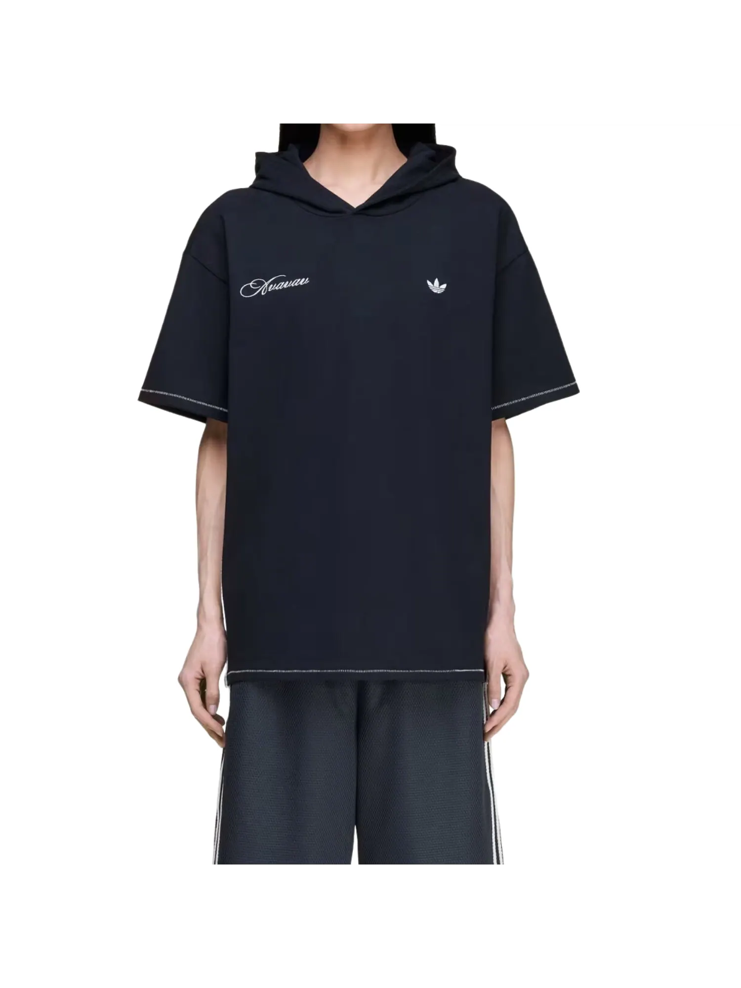 (WMNS) Футболка с капюшоном Adidas x Avavav — изображение 3 из 4, черный