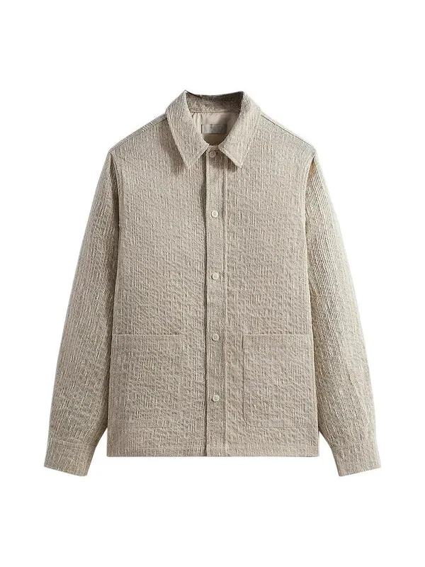 Рубашка ss24 slub boucle boxy collared overshirt 'canvas' Kith — изображение 1 из 2, бежевый