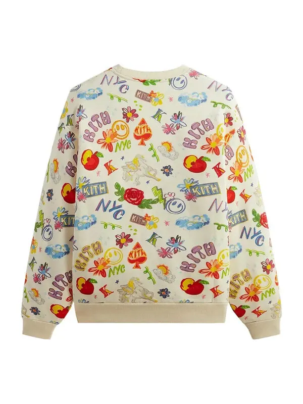 Толстовка ss24 sketchbook nelson crewneck 'sandrift' Kith — изображение 2 из 2, желтый/бежевый/мульти