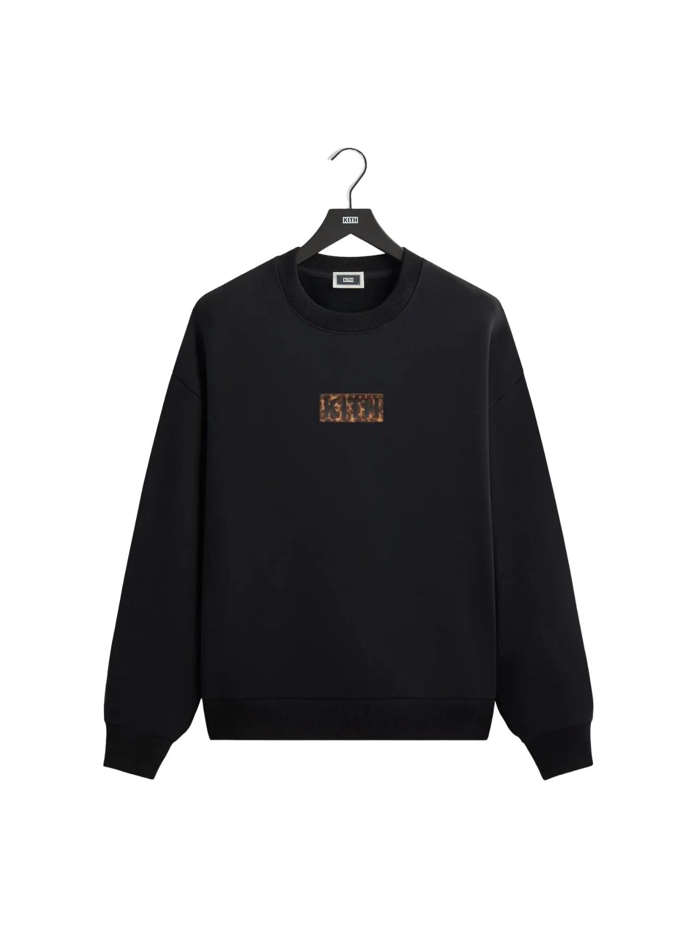 Свитшот KITH Classic Logo Leopard Applique Nelson Crewneck 'Black' — изображение 1 из 2, черный
