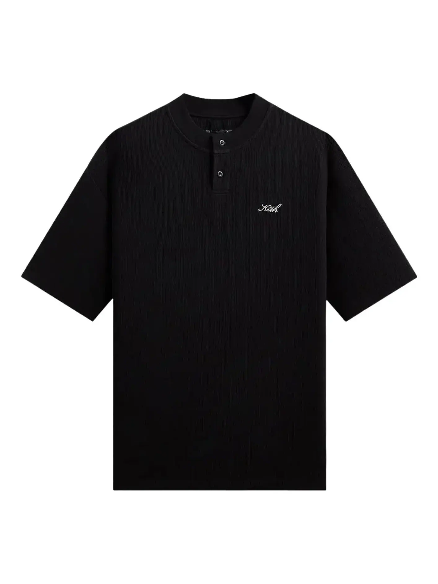 Футболка KITH Micro Waffle Tristan Henley 'Black' KHMA030213-001 — изображение 1 из 2, черный