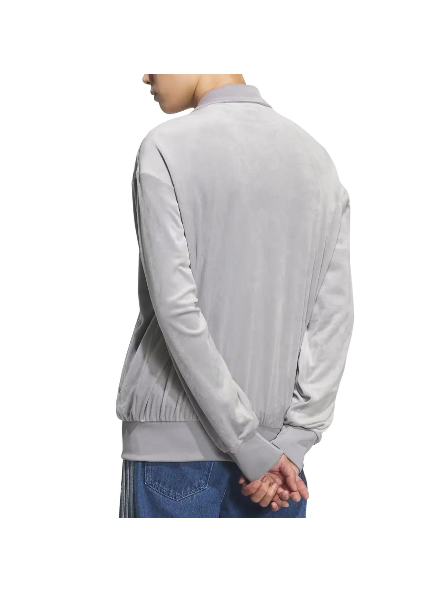 Спортивная куртка Adidas Firebird Velour Track Top 'Light Onix' — изображение 3 из 3, черный оникс