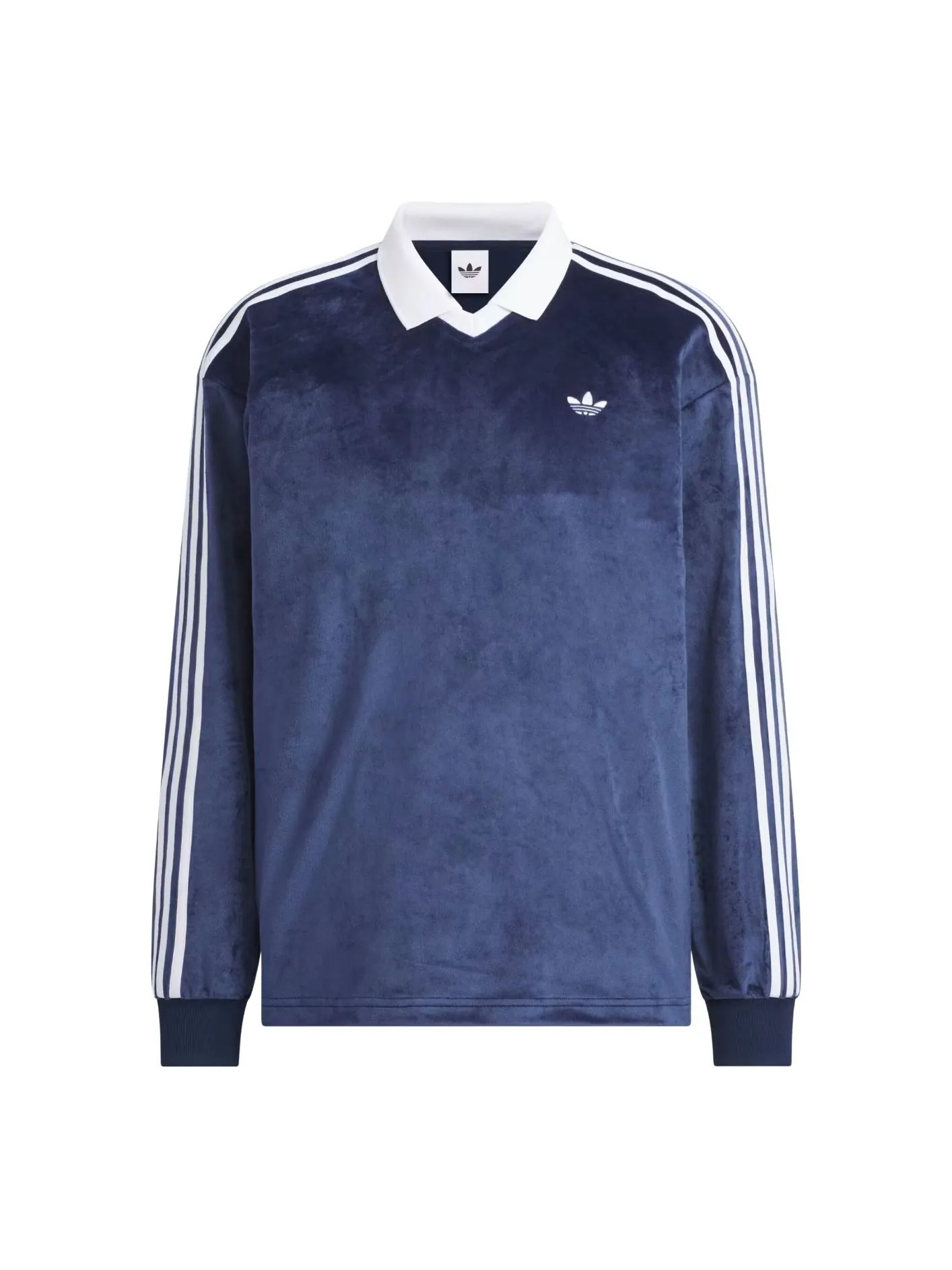 Поло Adidas Velvet с длинными рукавами, цвет «Ночной индиго», модель — изображение 1 из 3
