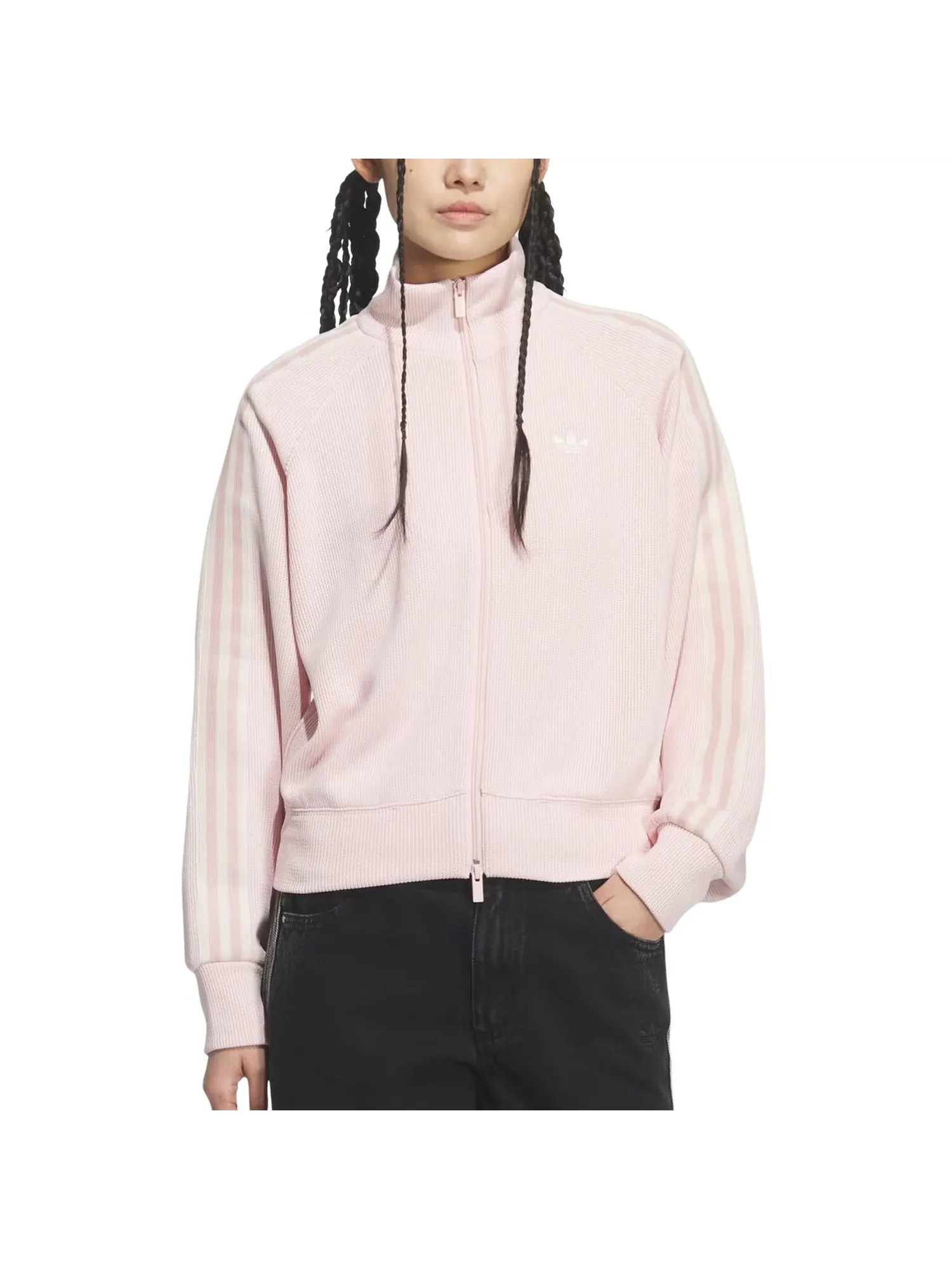 (WMNS) Вязаная спортивная футболка Adidas Knit Balloon Track Top 'Sandy Pink' — изображение 2 из 3, розовый