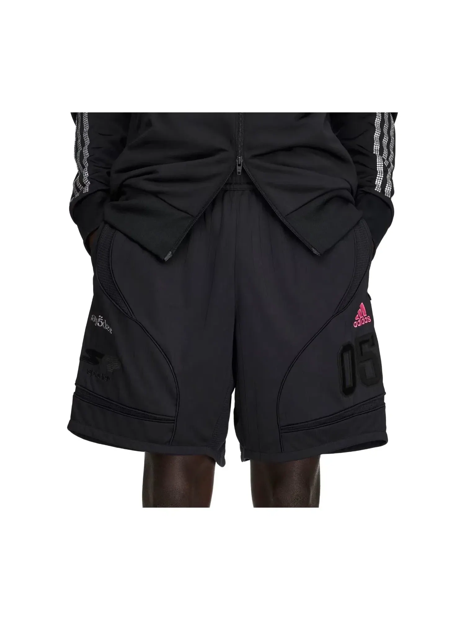 Мужские шорты с принтом Adidas x Sp5der Short Asia Sizing 'Black' — изображение 3 из 5, черный