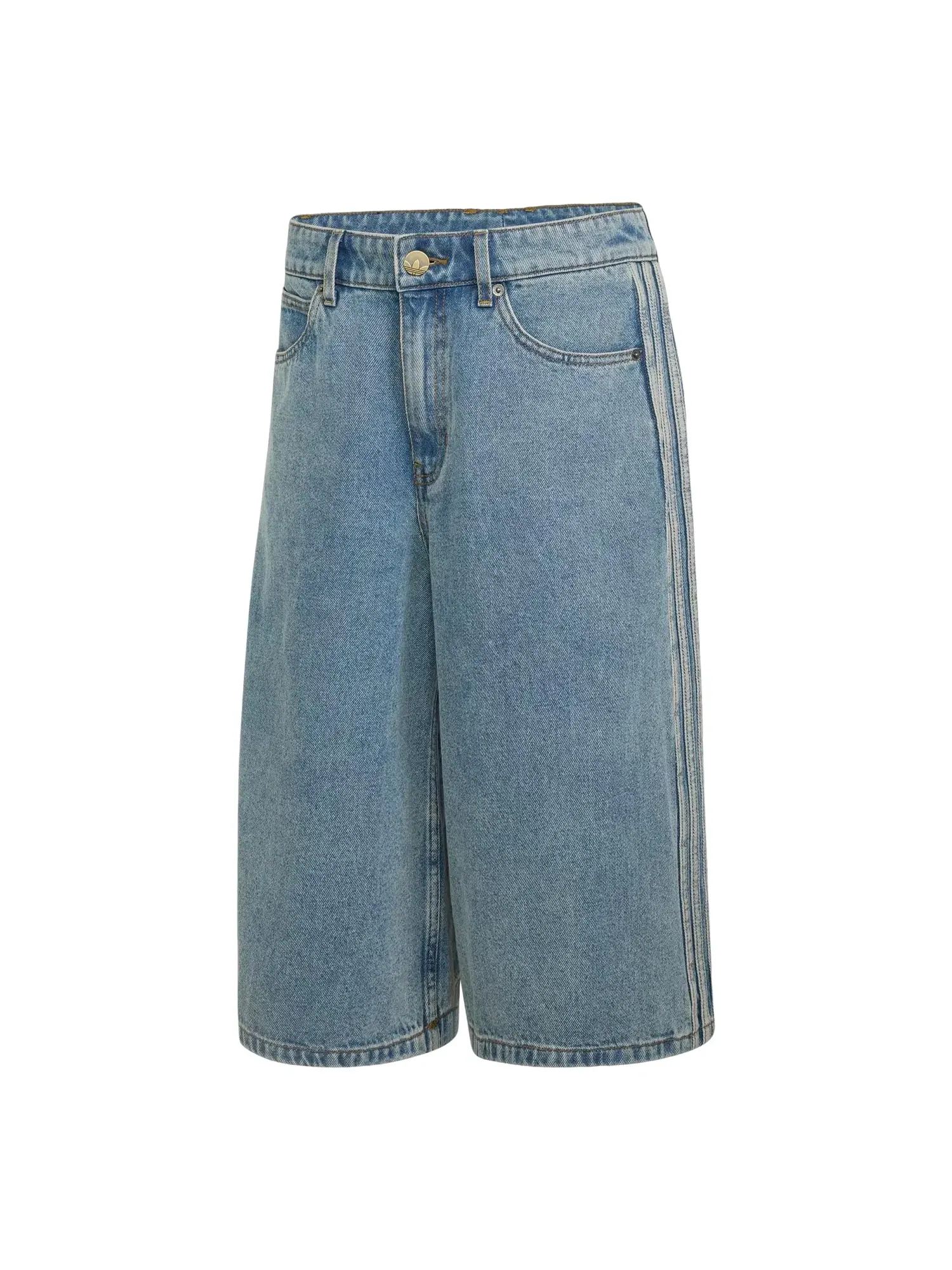 Женские джинсовые шорты с завышенной талией Worn Blue Denim Adidas — изображение 1 из 4, синий