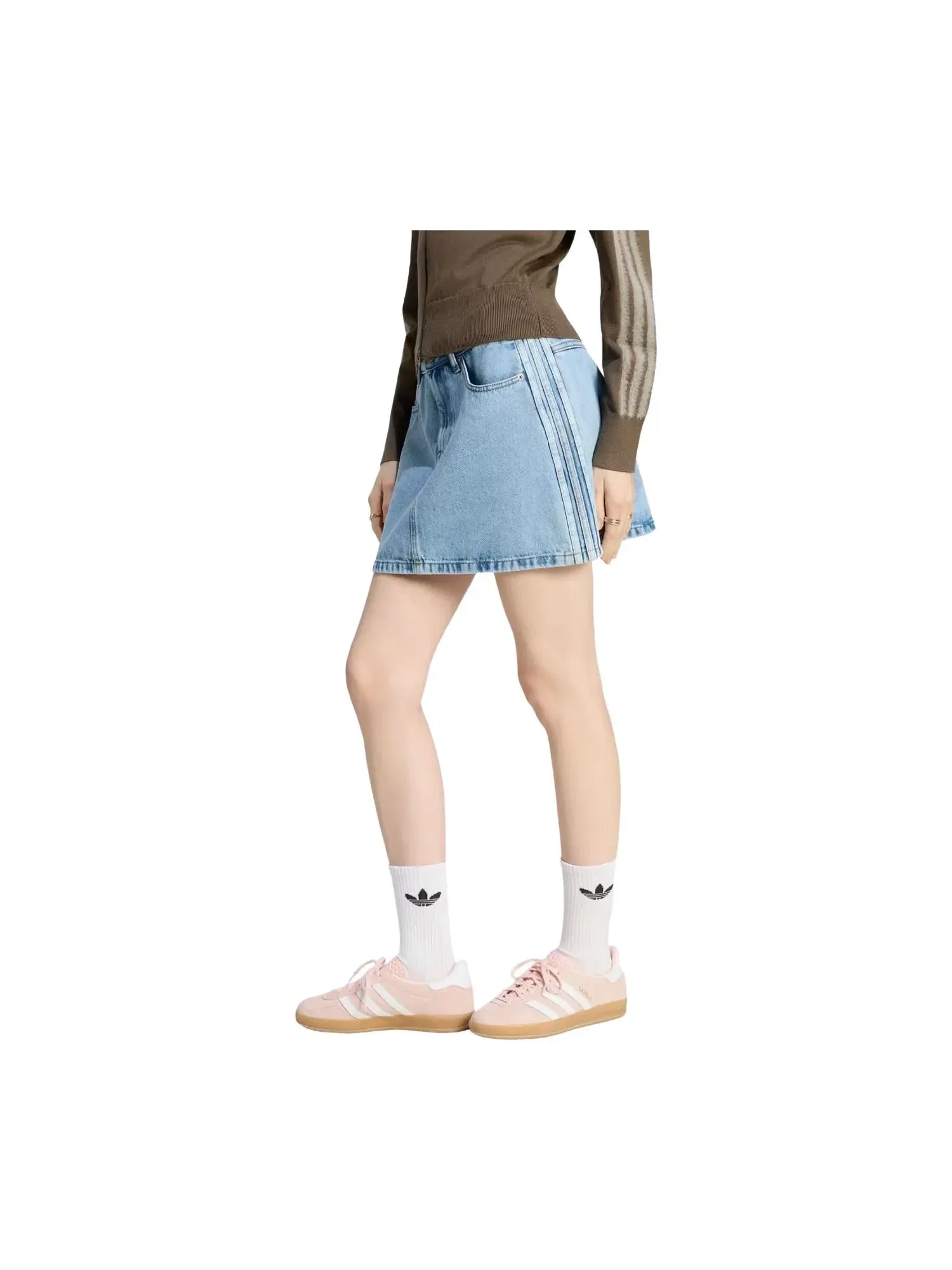 Женская джинсовая юбка миди с завышенной талией Light Denim Adidas — изображение 2 из 3, синий