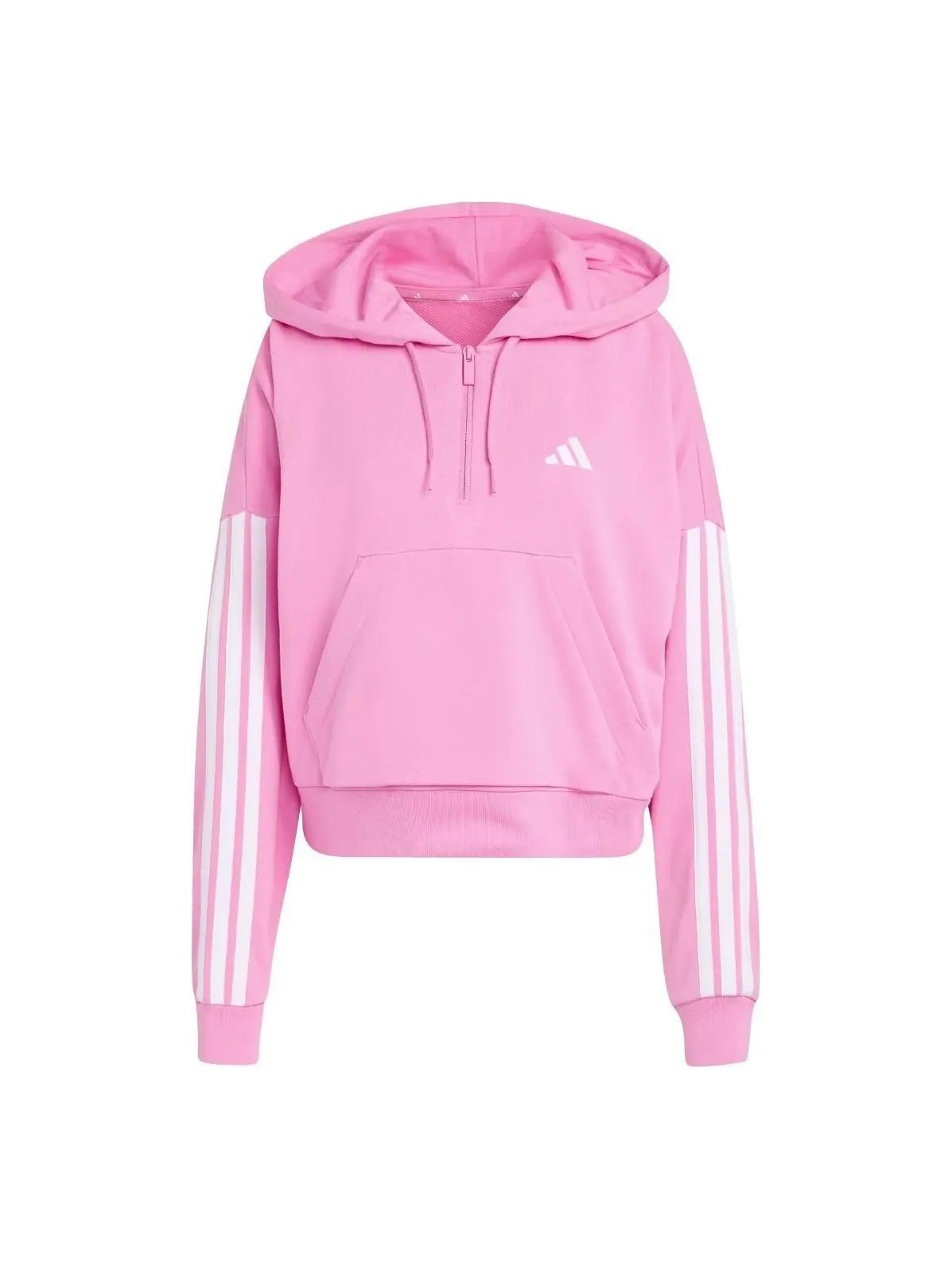 (WMNS) Толстовка Adidas Essentials 3-Stripes French Terry Quarter-Zip Hoodie 'St Tropic Bloom White' — изображение 1 из 4