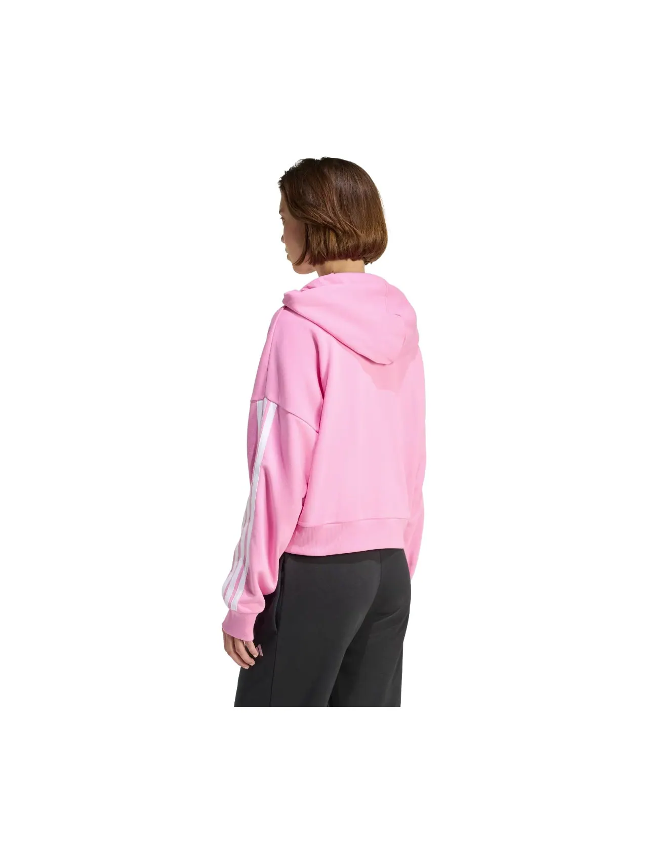 (WMNS) Толстовка Adidas Essentials 3-Stripes French Terry Quarter-Zip Hoodie 'St Tropic Bloom White' — изображение 3 из 4