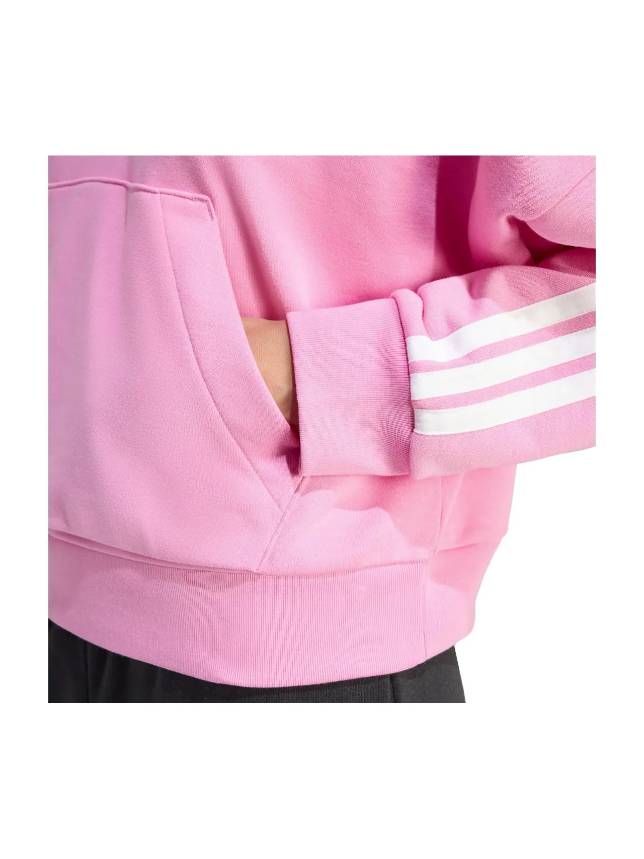 (WMNS) Толстовка Adidas Essentials 3-Stripes French Terry Quarter-Zip Hoodie 'St Tropic Bloom White' — изображение 4 из 4