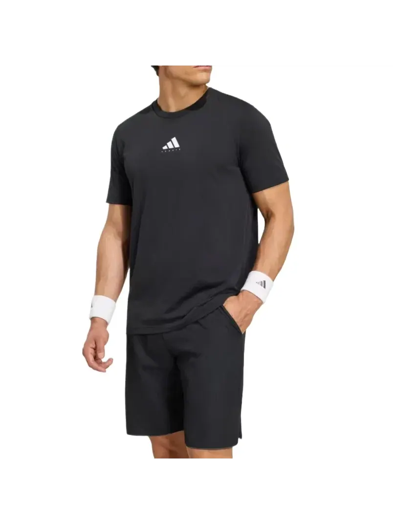 Мужская футболка с принтом Adidas Tennis Category Graphic T-Shirt — изображение 2 из 3, черный