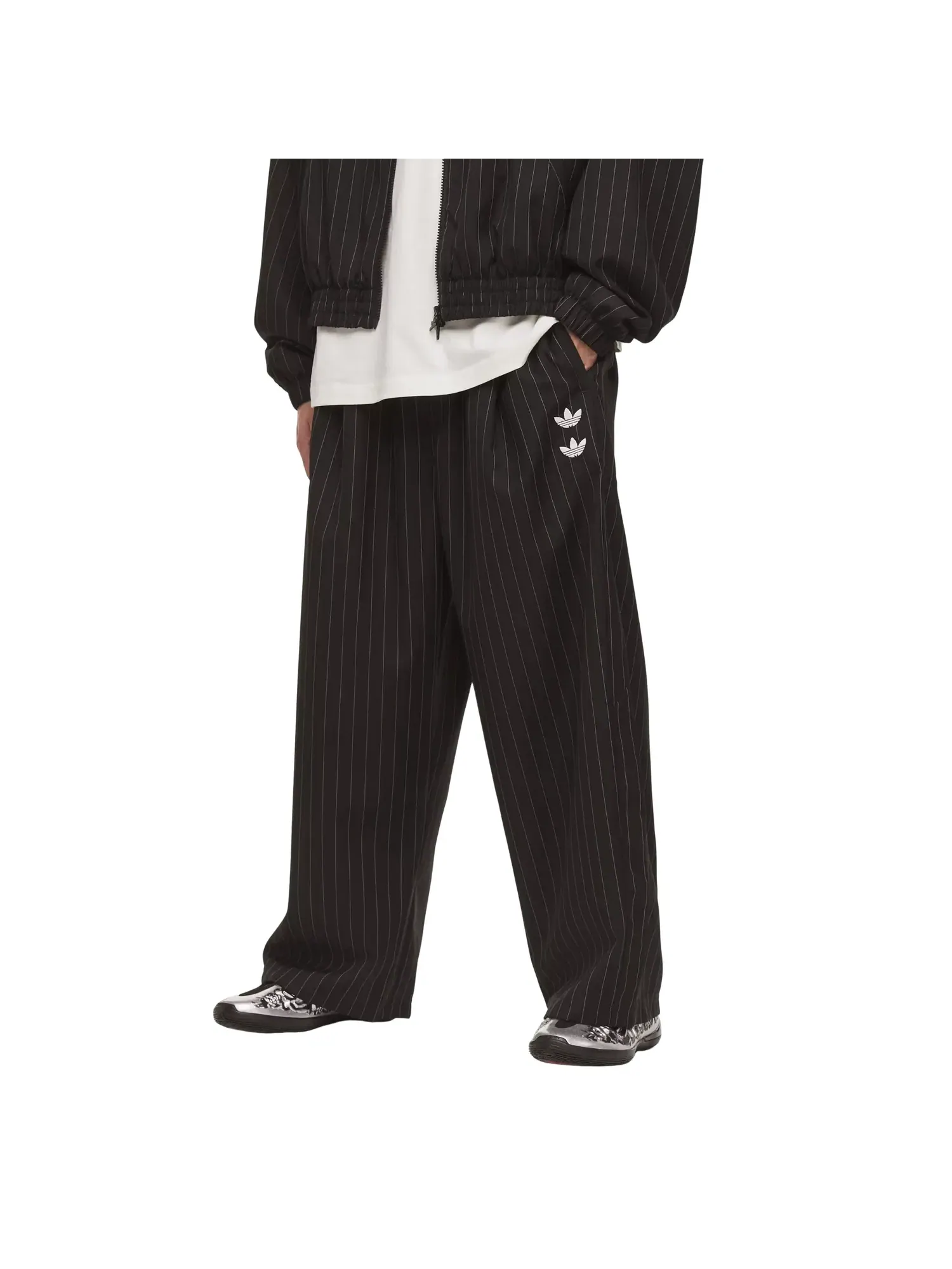 Спортивные брюки Adidas x Chavarria Pinstripe 'Black White' KR8688 — изображение 3 из 4, черный