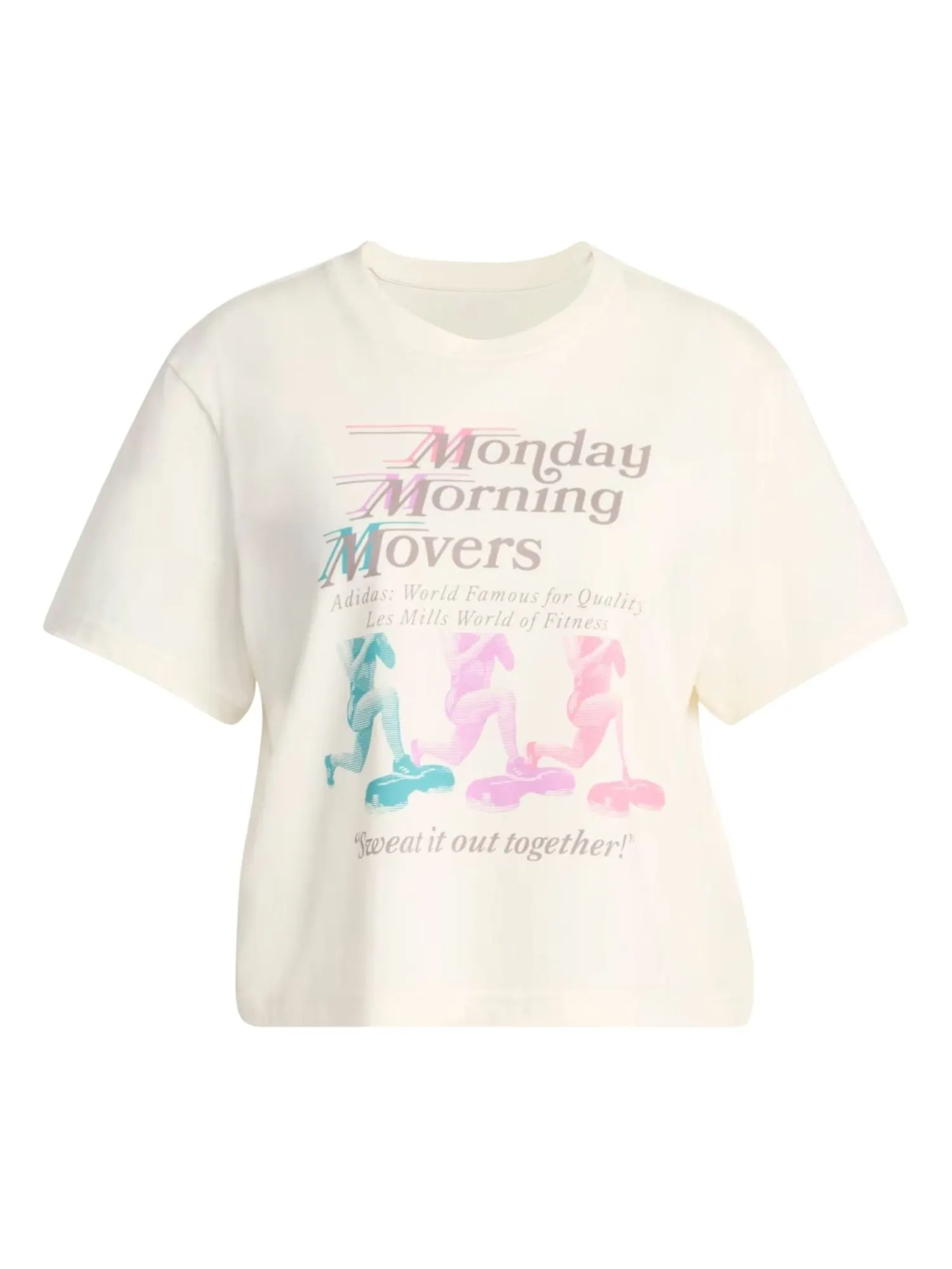 (WMNS) Футболка Adidas x Les Mills Movers Graphic T-Shirt 'Off White' — изображение 1 из 5, белый