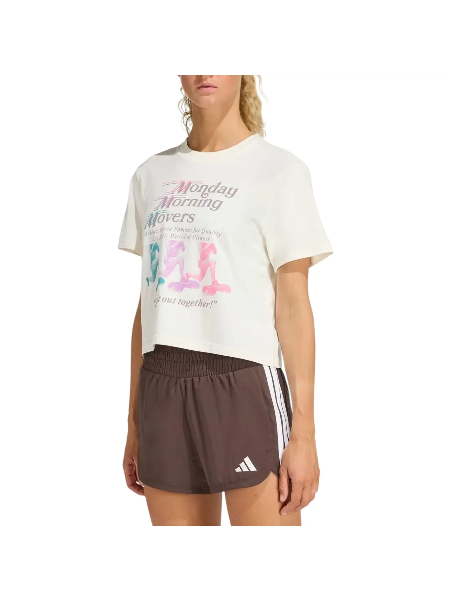 Футболка (WMNS) adidas x Les Mills Movers Graphic T-Shirt 'Off White' — изображение 2 из 5, белый