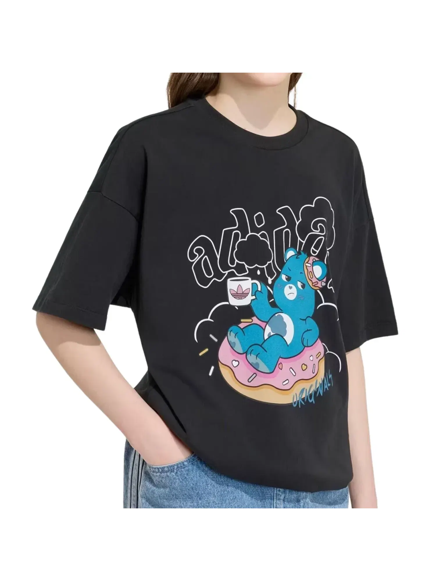 Мужская футболка Adidas x Care Bears Slim 3 Stripes — изображение 2 из 3, черный