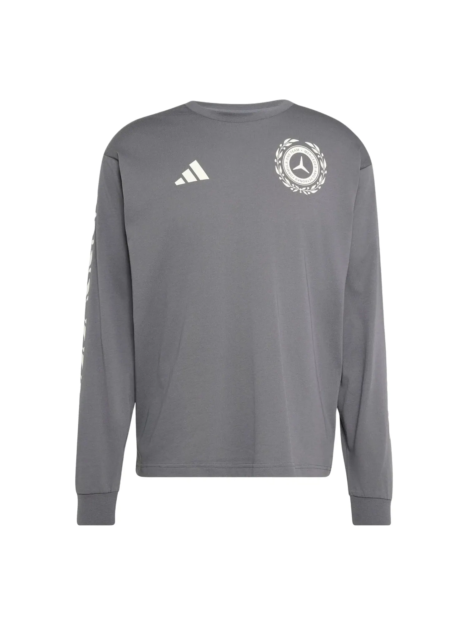 Мужская футболка с длинным рукавом Adidas x Mercedes AMG Petronas Formula 1 Team Silver Arrows Granite — изображение 1 из 3