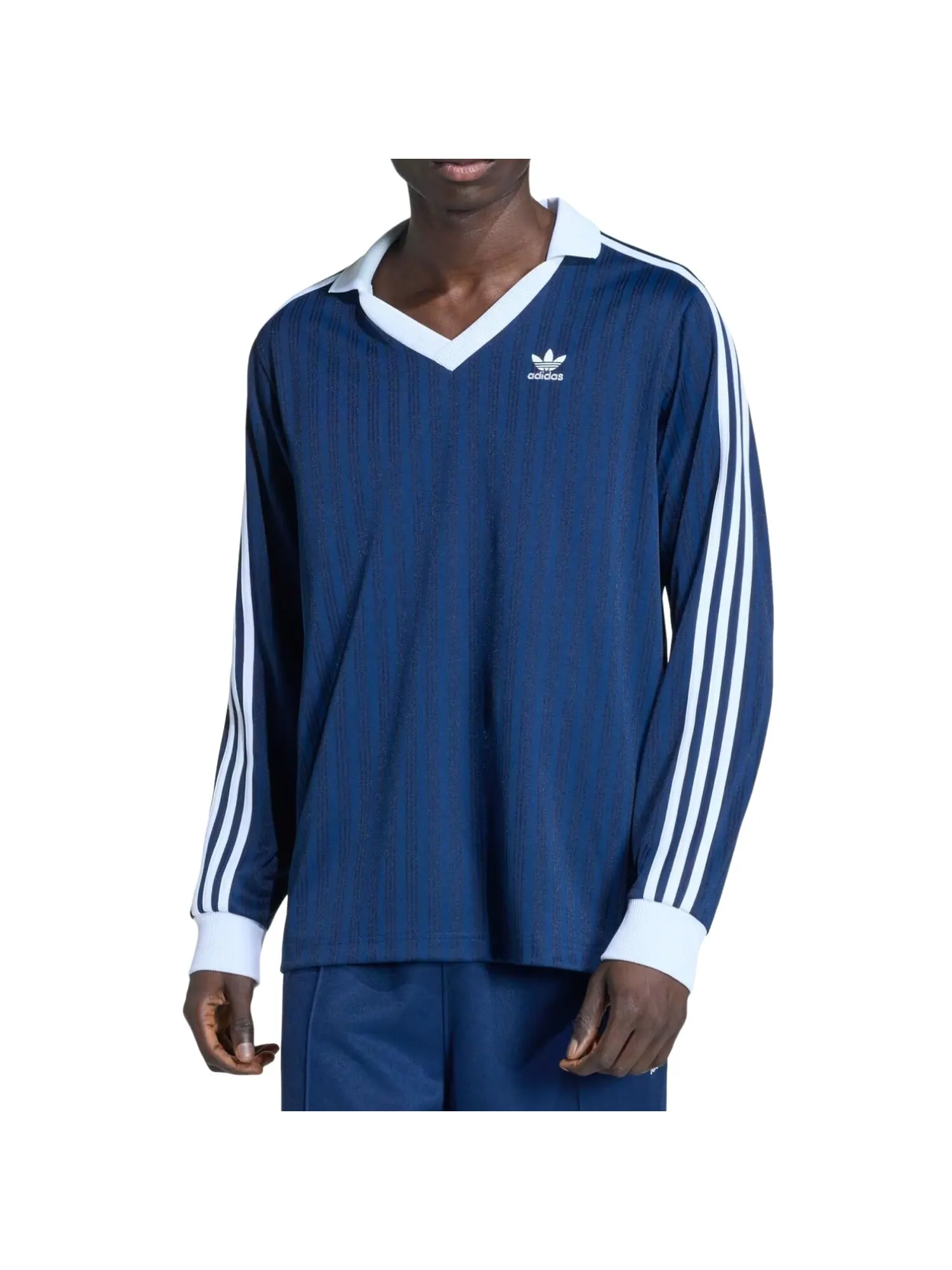 Футболка с длинным рукавом Adidas Adicolor Pique 'Night Indigo' — изображение 2 из 3, индиго