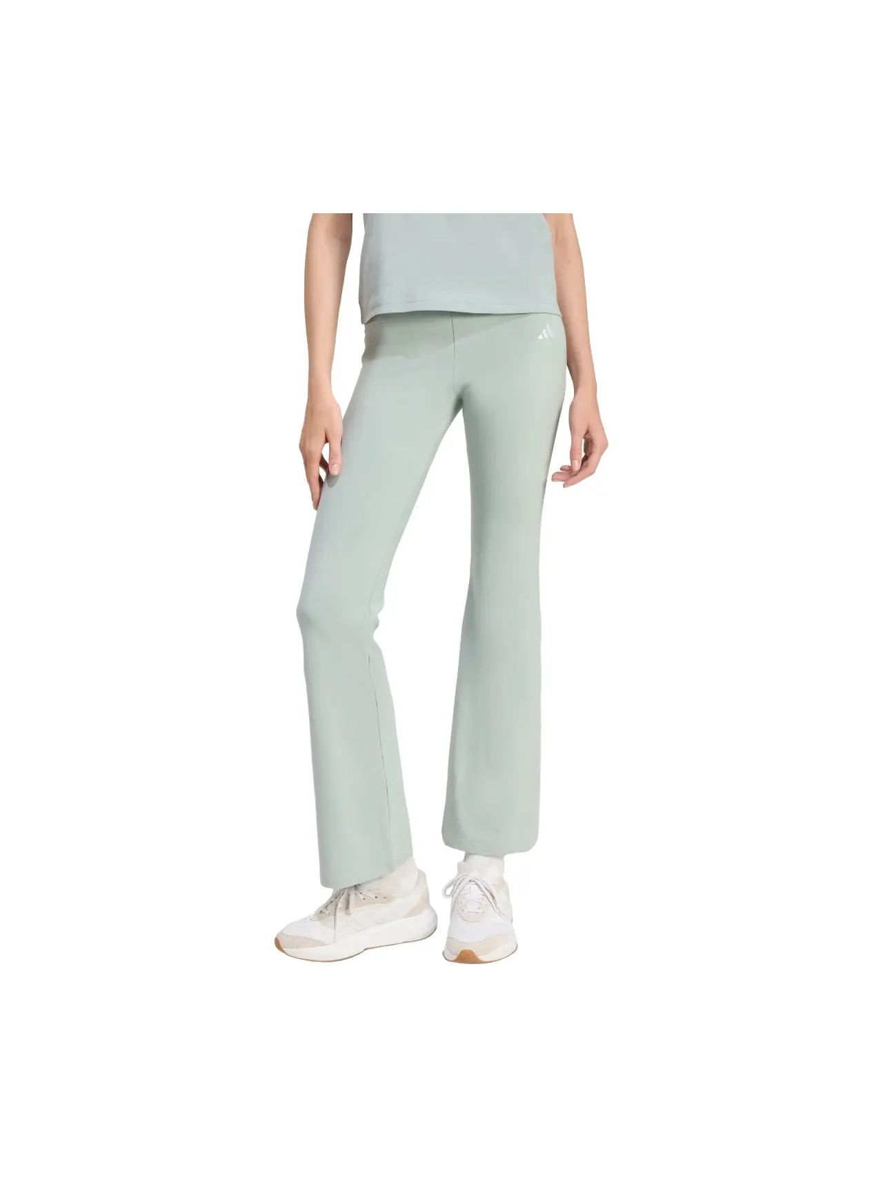 (WMNS) Леггинсы Adidas Essentials Small Logo Flared Leggings 'Wonder Sage White' — изображение 2 из 4, белый