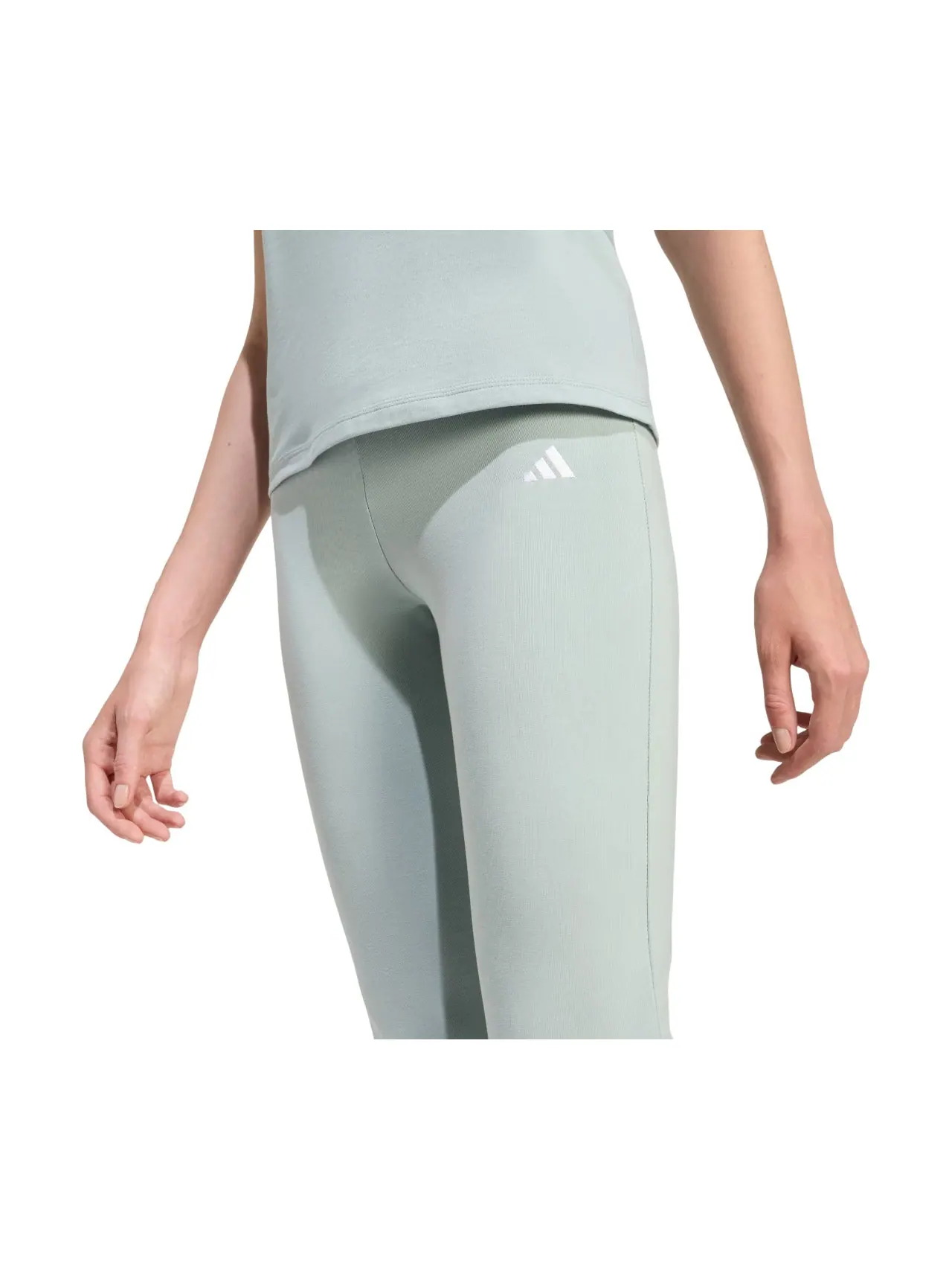 (WMNS) Леггинсы Adidas Essentials Small Logo Flared Leggings 'Wonder Sage White' — изображение 4 из 4, белый