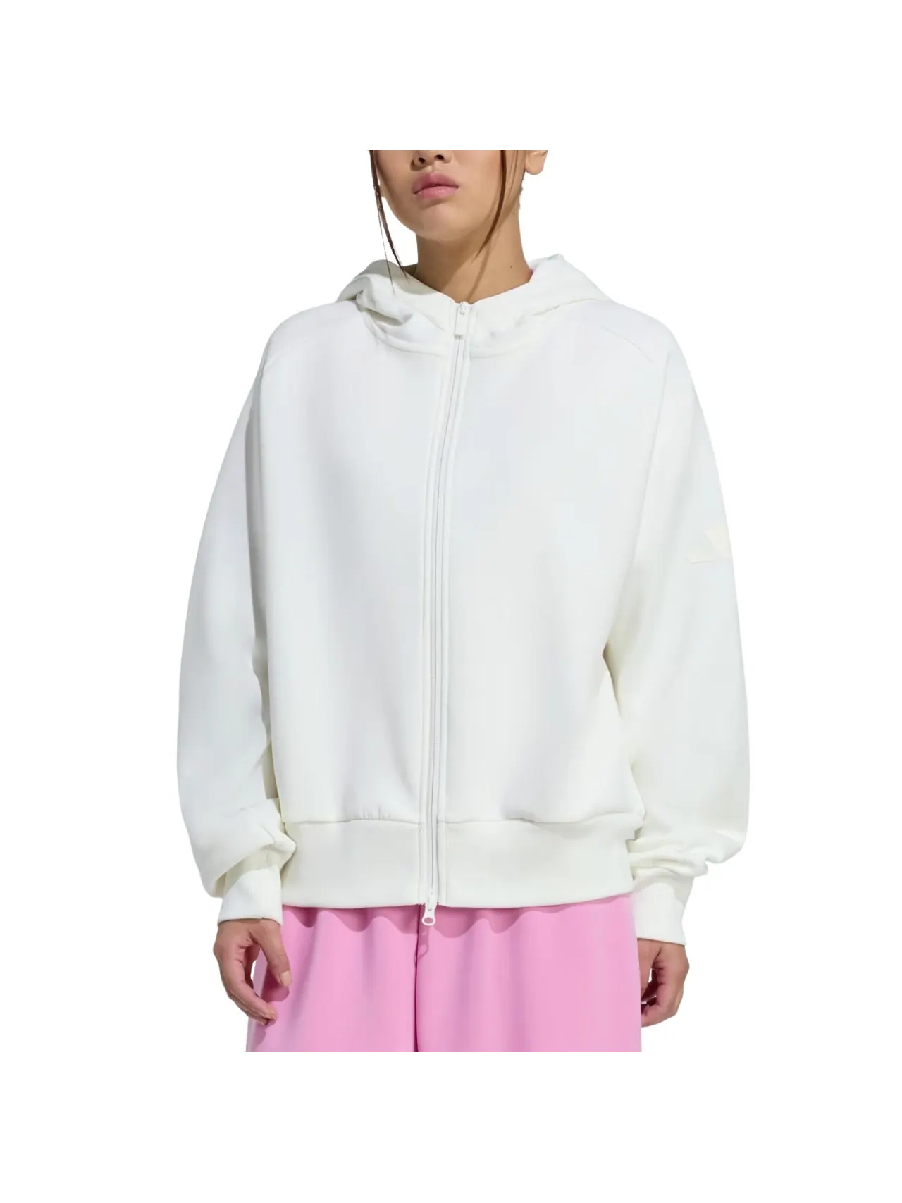 (WMNS) Толстовка Adidas Soft Lux на молнии — изображение 2 из 3, белый