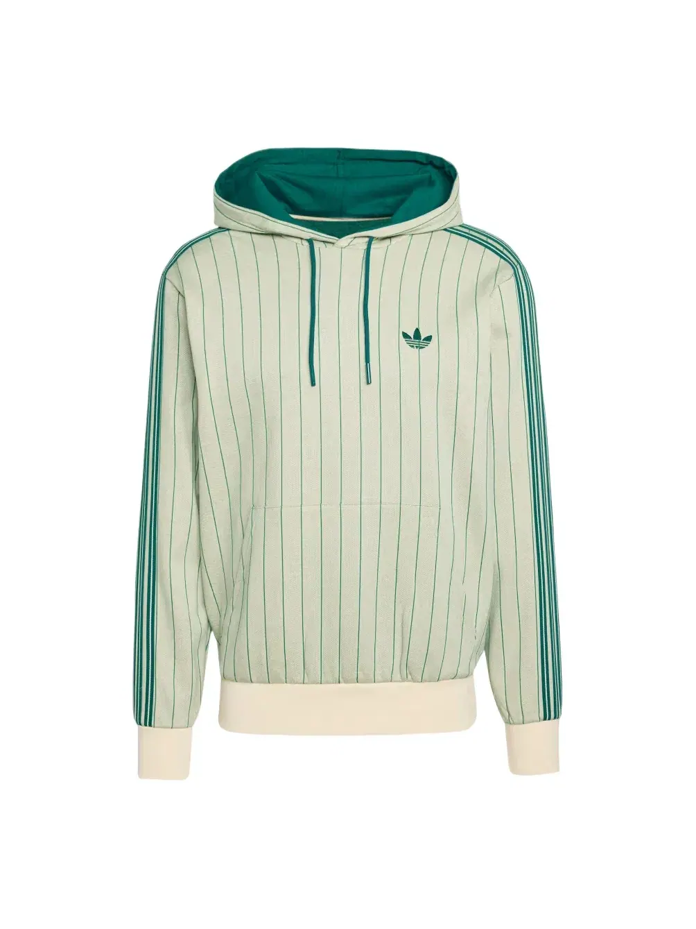 Мужское худи с принтом Pinstripes Adidas — изображение 1 из 3, зеленый