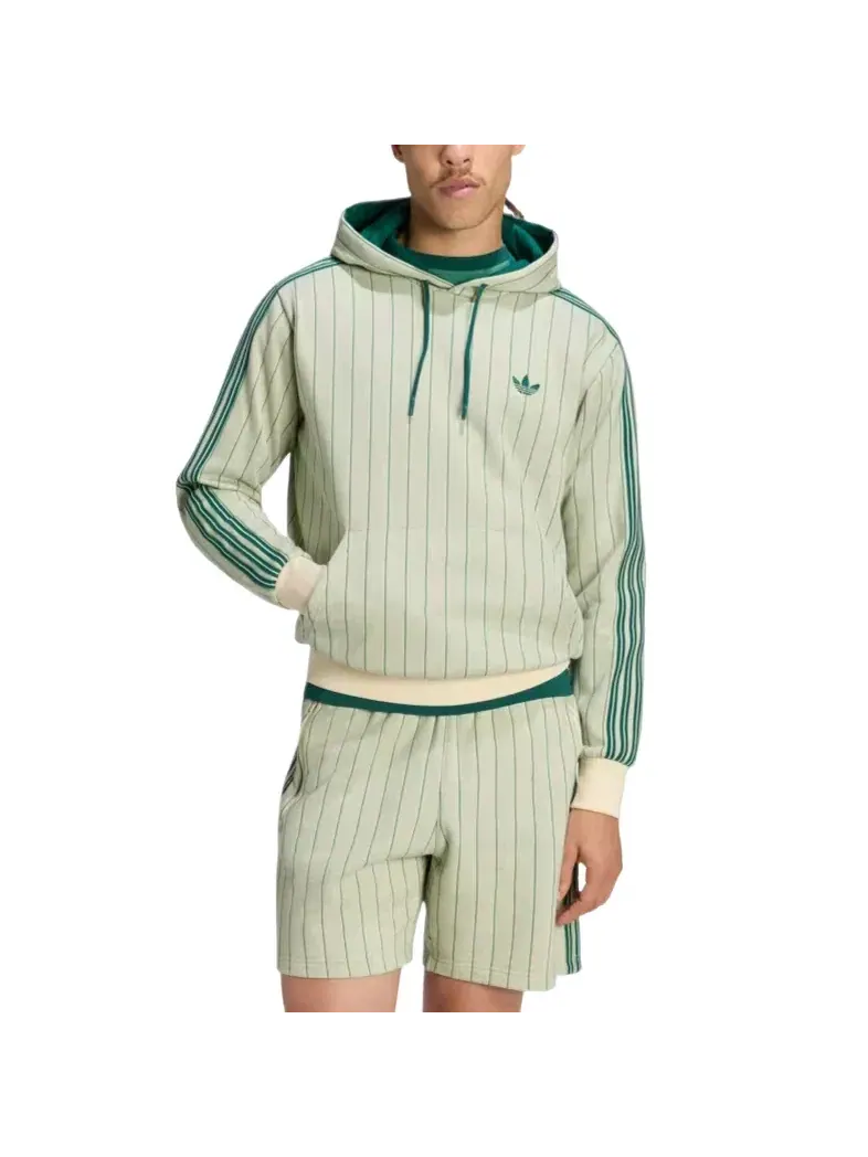Мужское худи с принтом Pinstripes Adidas — изображение 2 из 3, зеленый