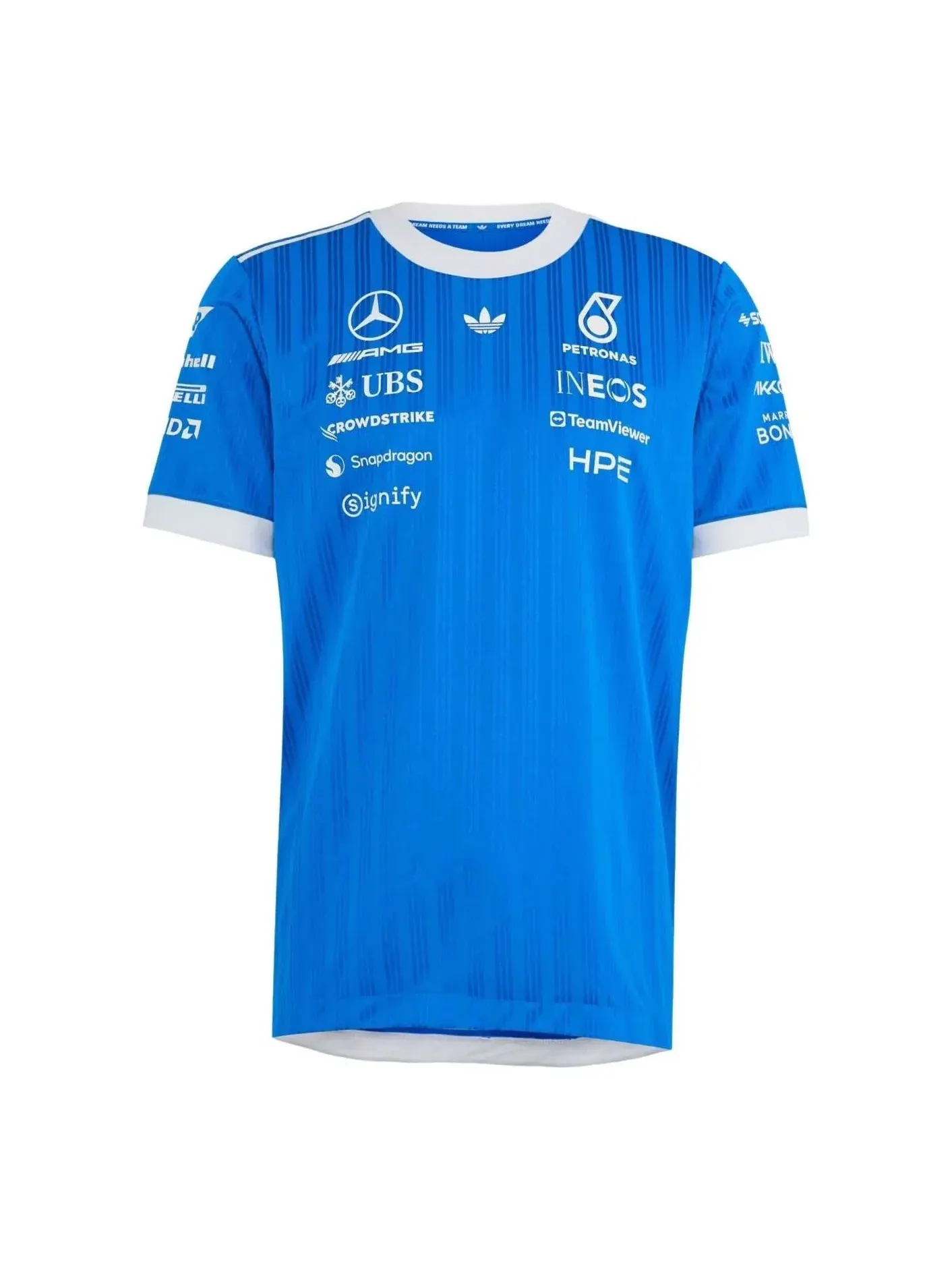 Мужская футболка Adidas x Mercedes AMG Petronas Formula 1 Team Blue Wonder Authentic Driver Jersey — изображение 1 из 2