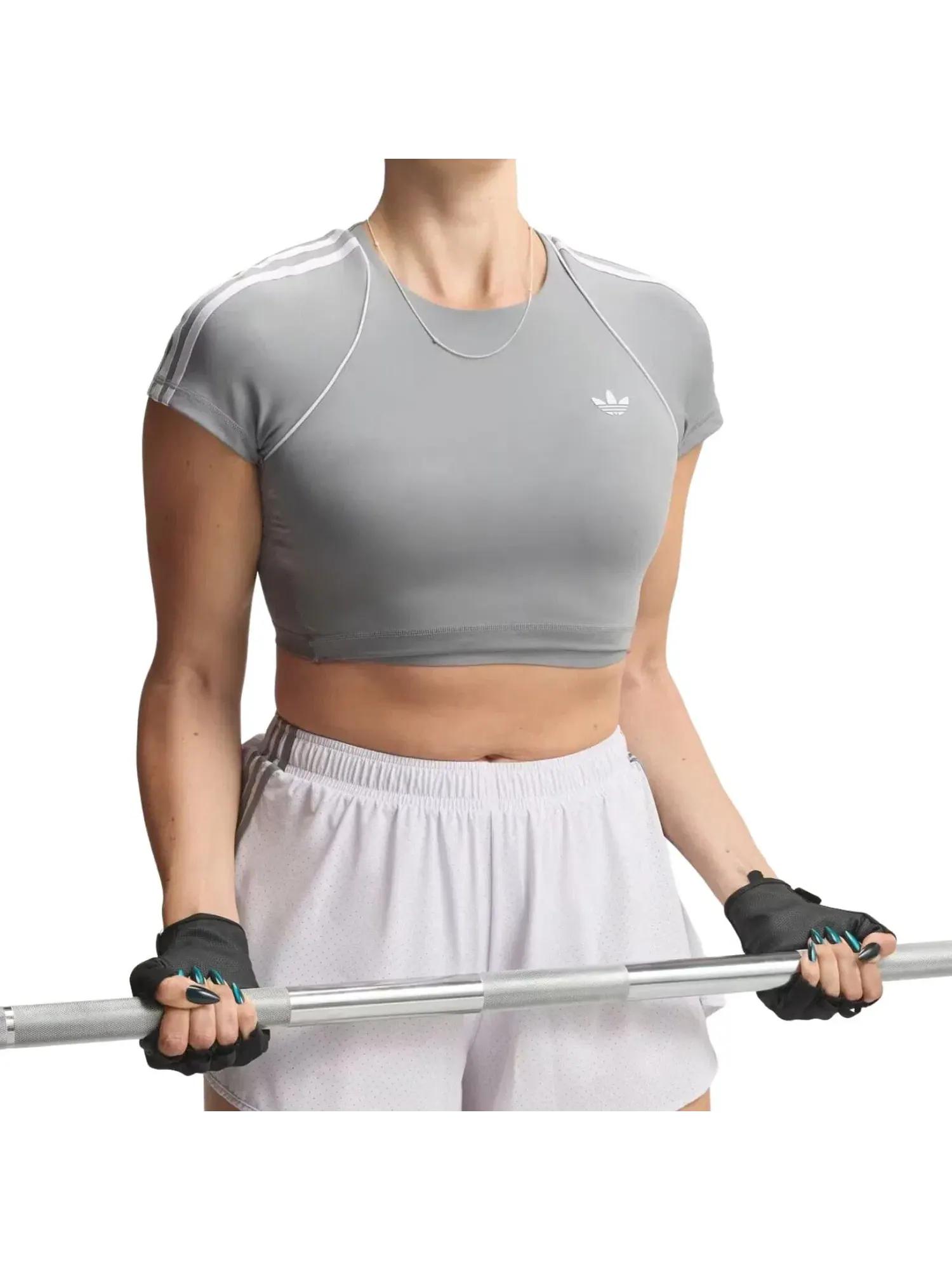 Женская футболка с принтом Sport Superstar Bra T-Shirt Adidas — изображение 2 из 3, серый